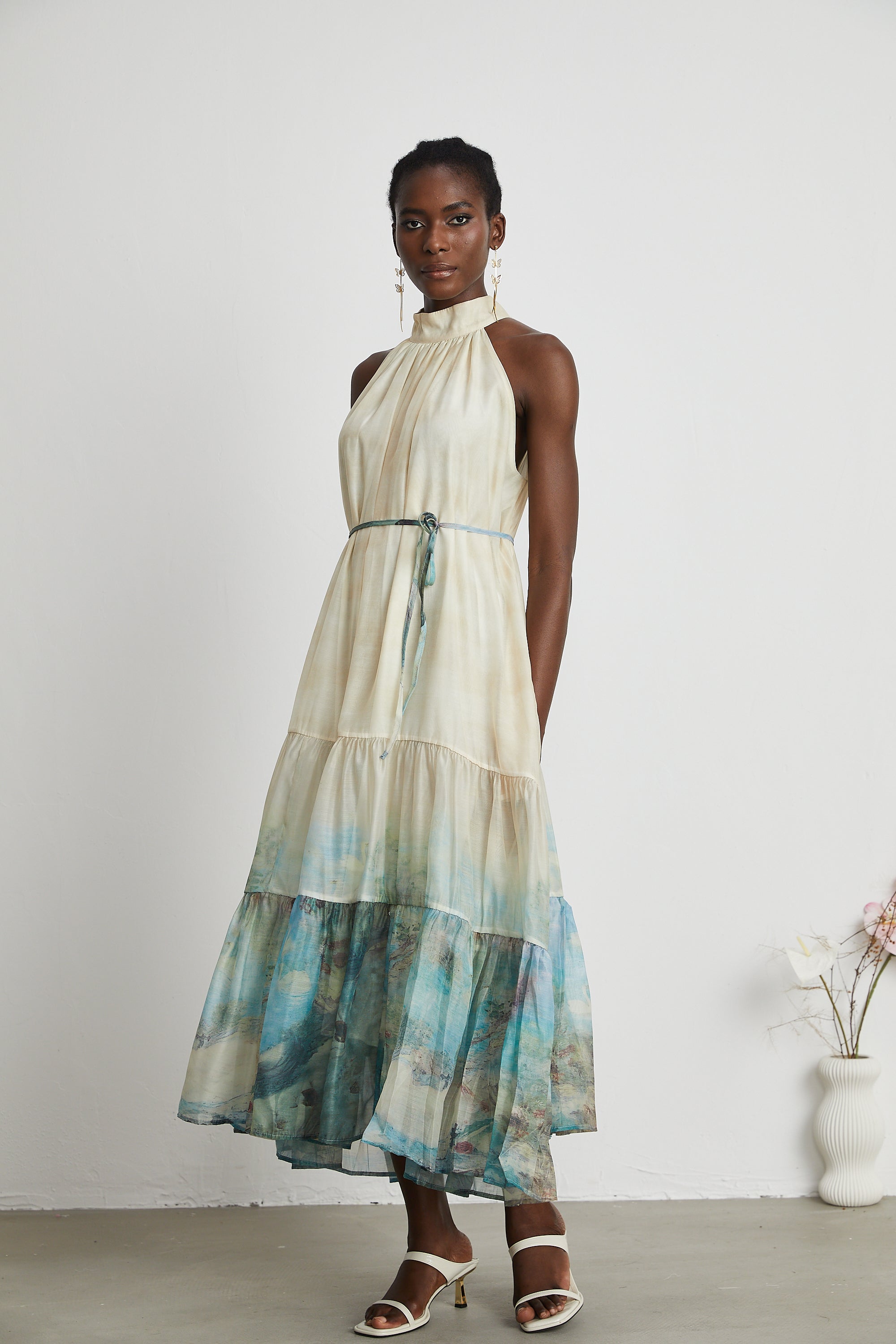Delphine layered pattern-print midi dress (Final Sale)