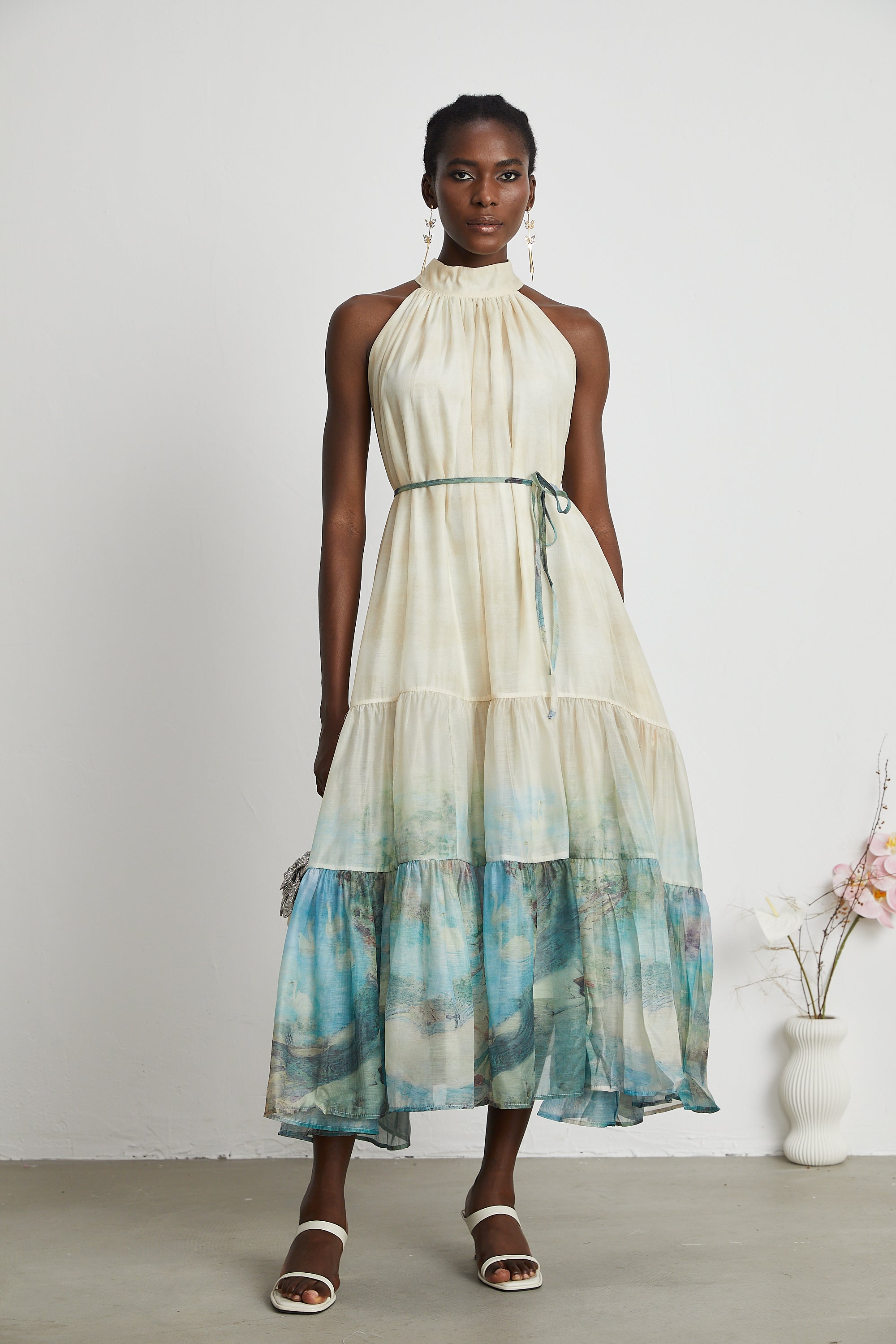 Delphine layered pattern-print midi dress (Final Sale)