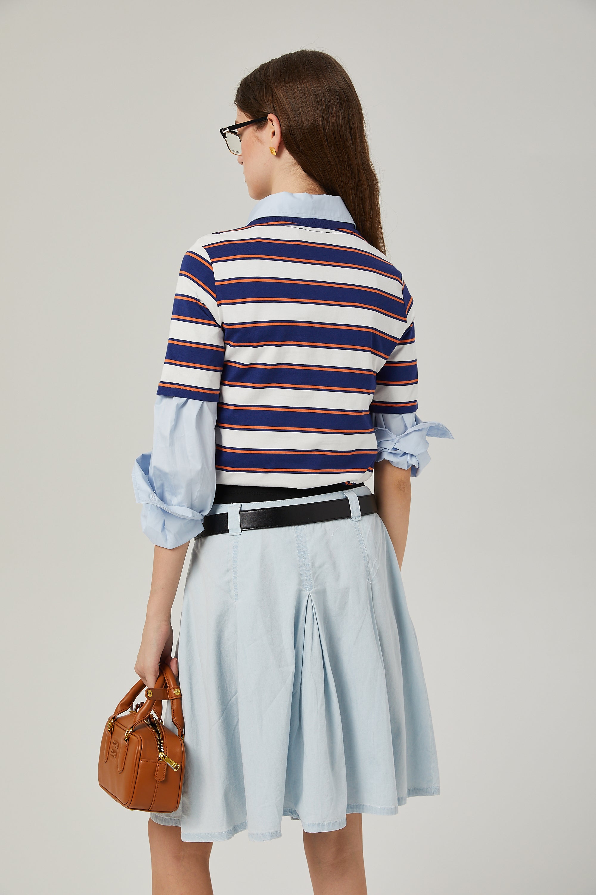 Marina pleated chambray skirt (Final Sale-US Only)