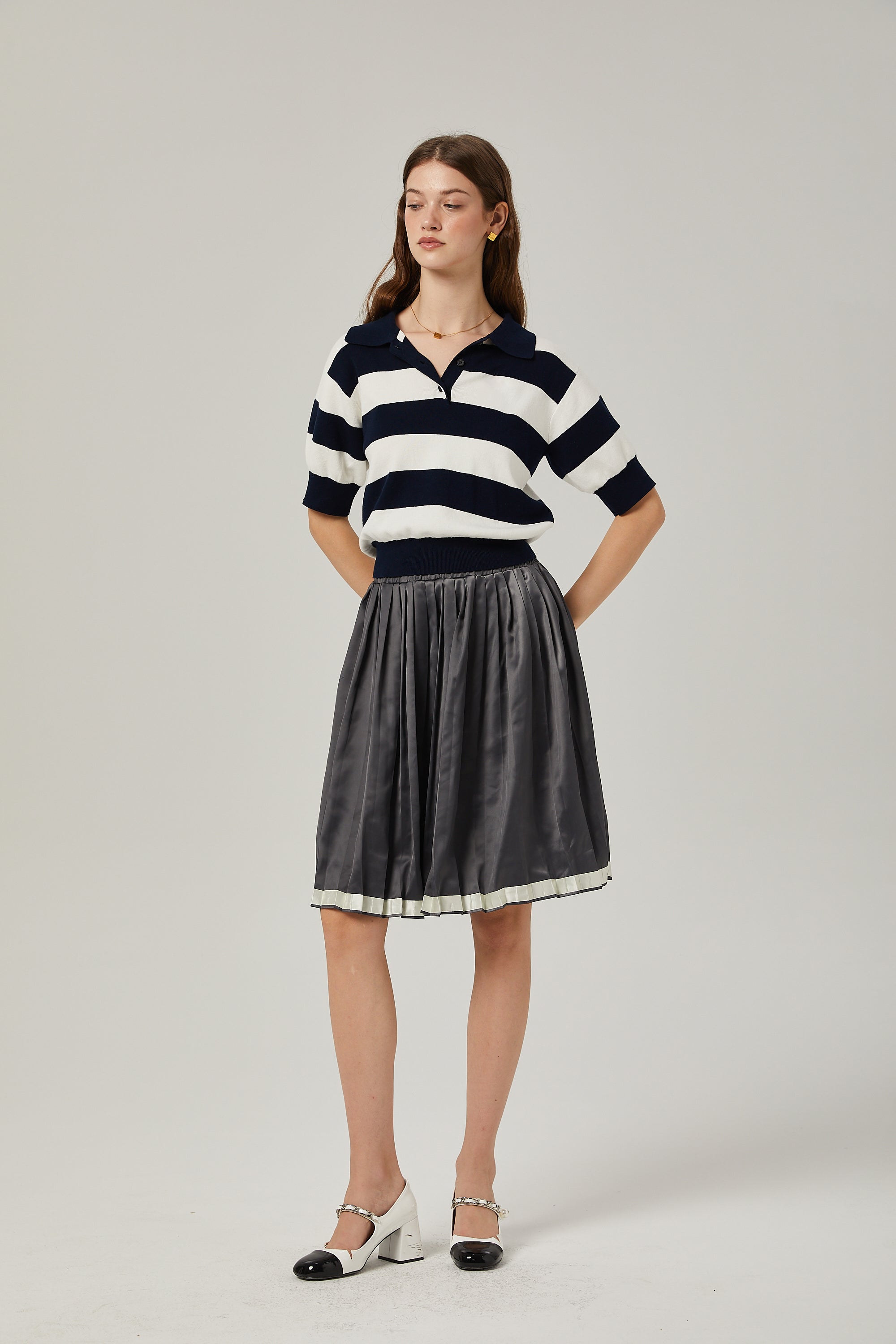 Rosalie color-blocked pleated skirt (Final Sale)