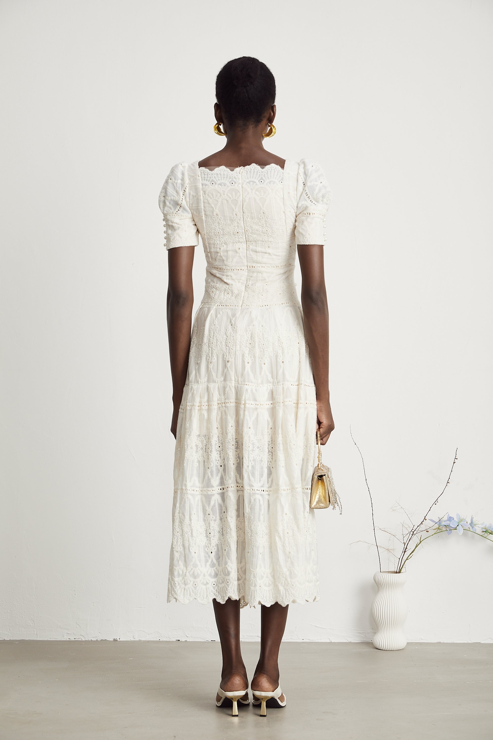 Anaïs faux-pearl embellished cut-out midi dress(Final Sale)