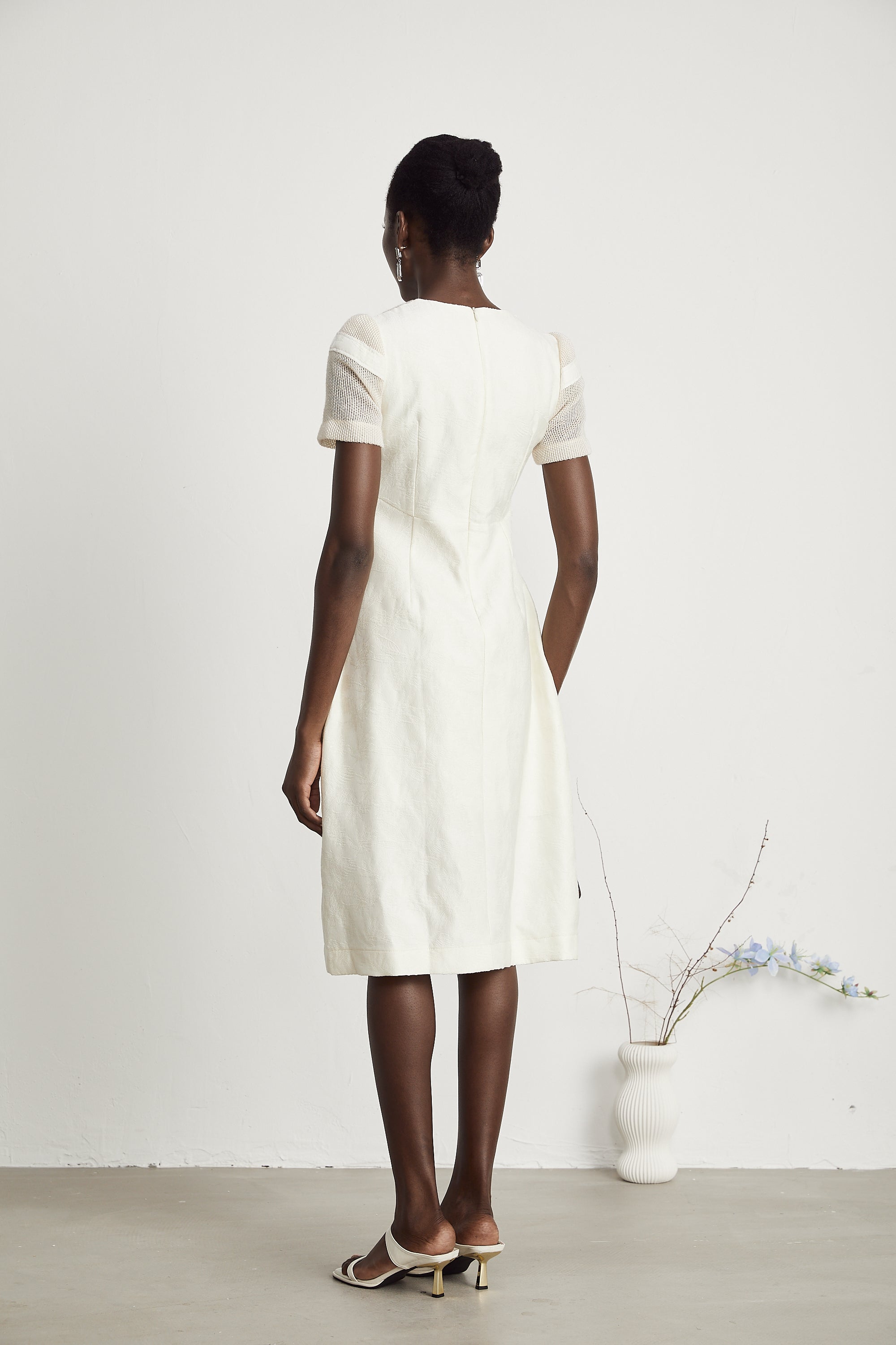 Diane floral embroidered openwork midi dress (Final Sale)