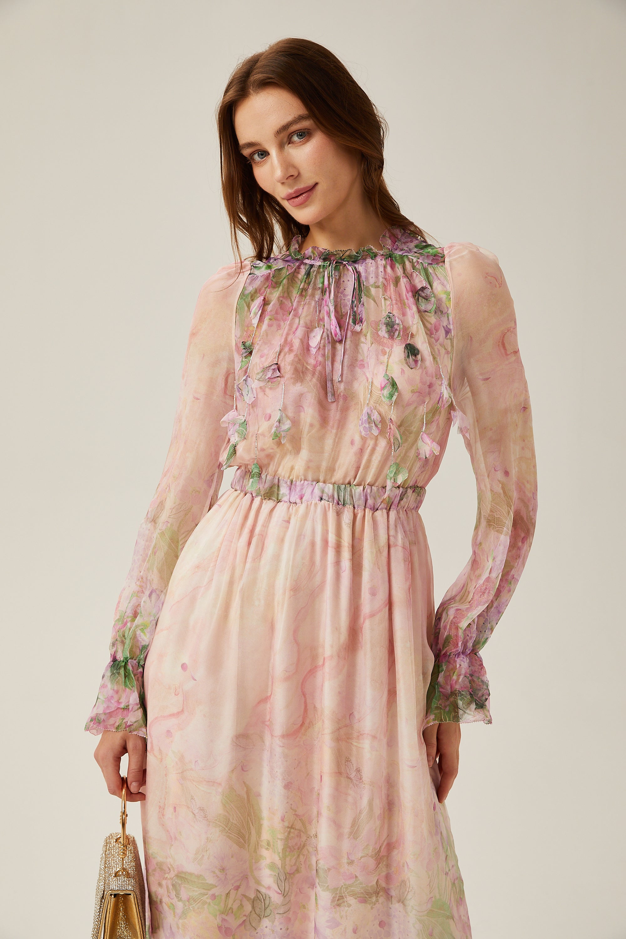 Justine floral-print cinched-waist midi dress (Final Sale)