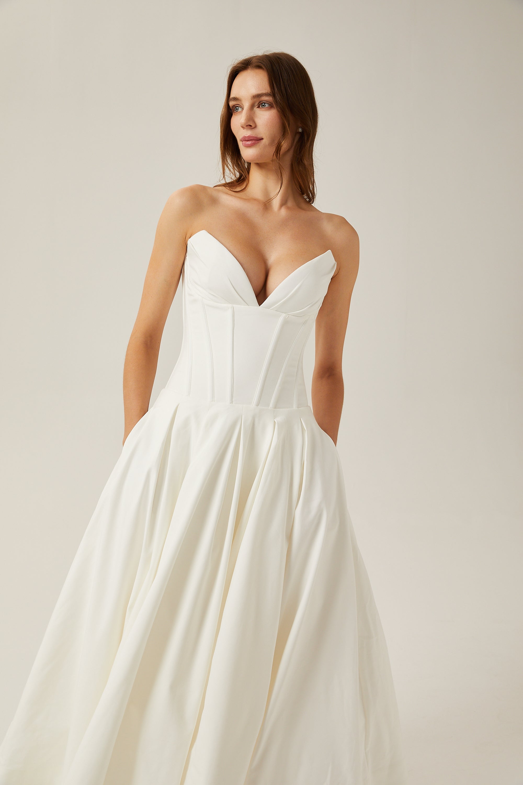Katherine off-shoulder corset midi dress in White (Final Sale-US Only)
