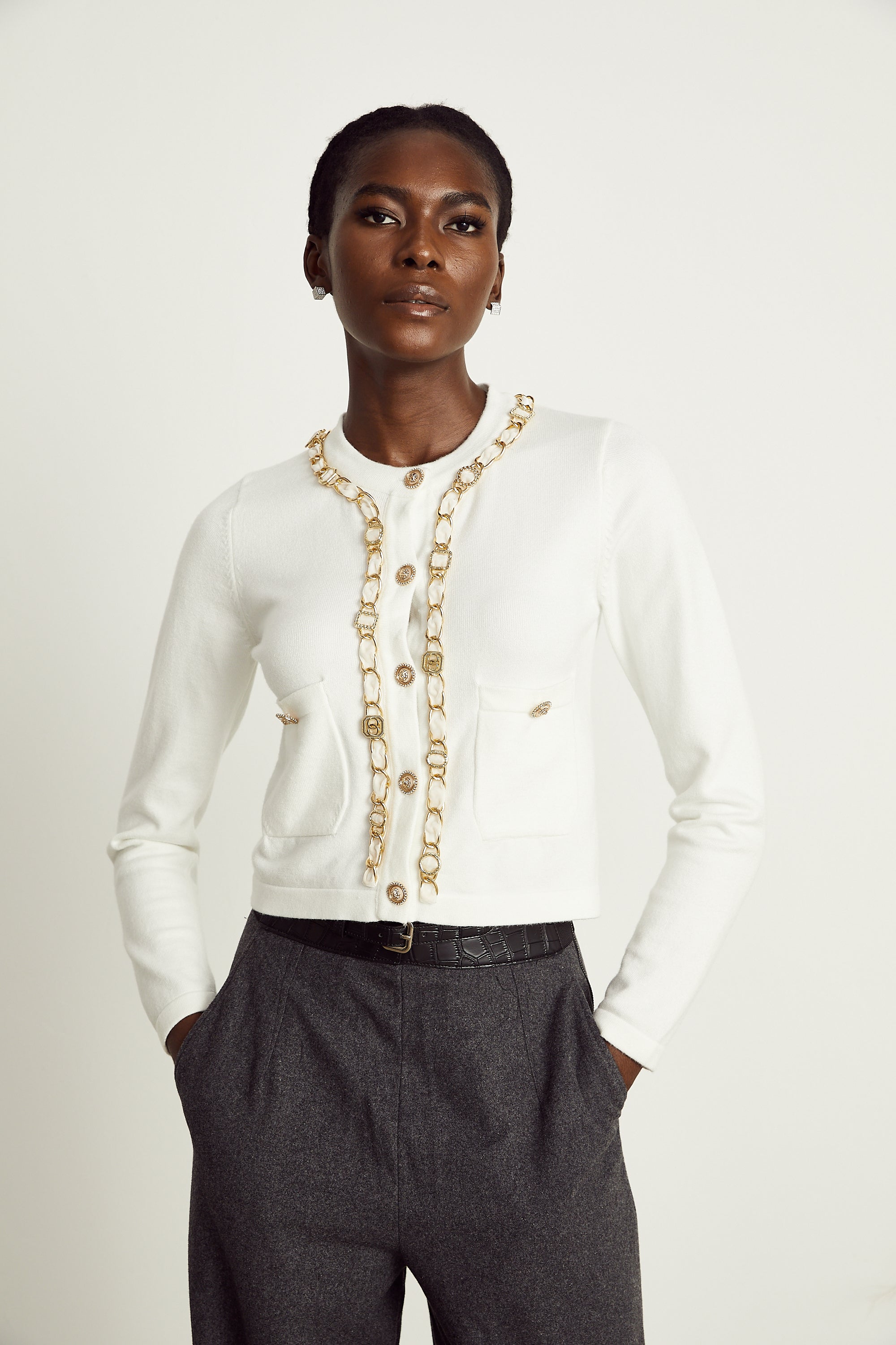 Karine chain-link knitted cardigan (Final Sale-US Only)