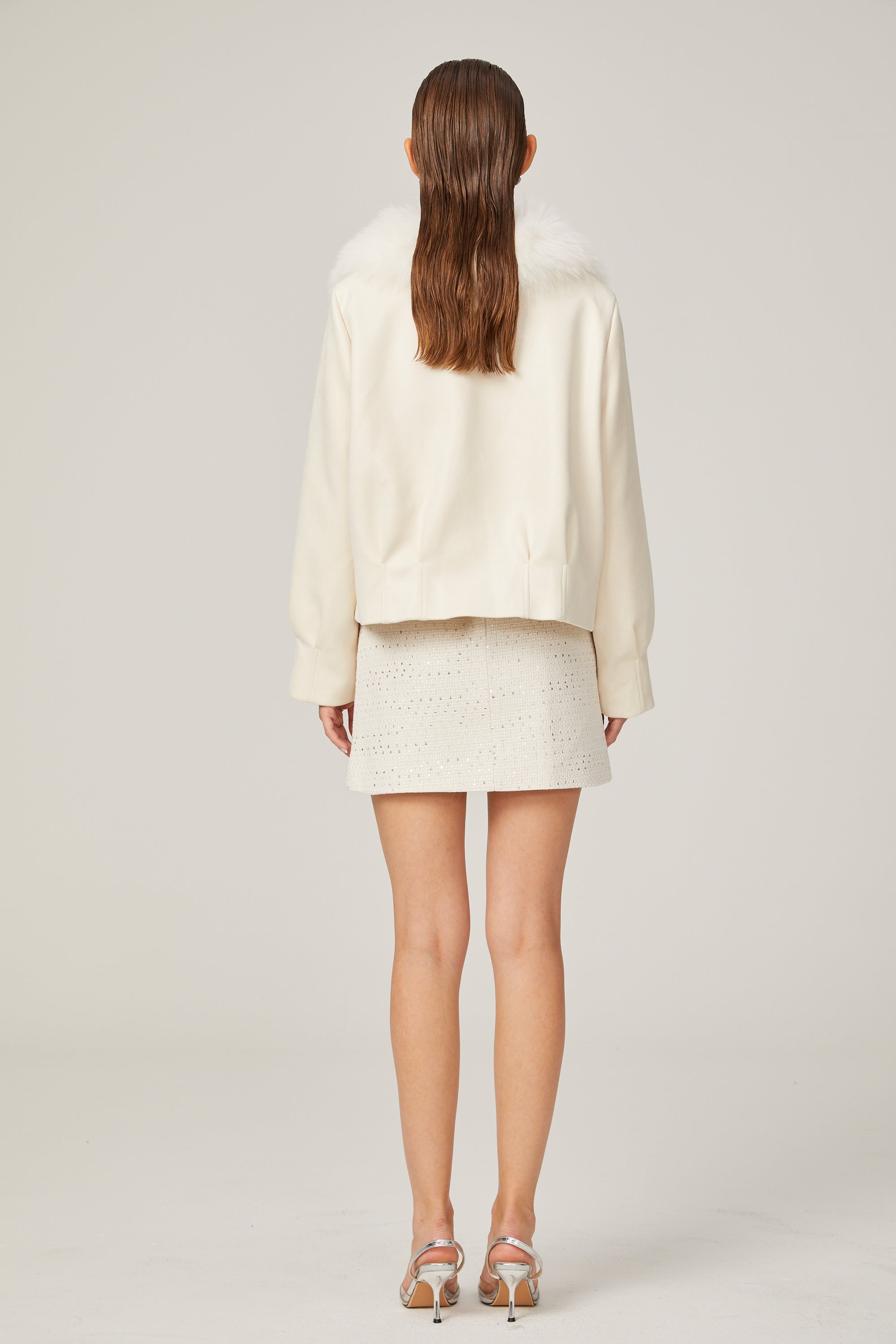 Évangéline white suede fur jacket (Final Sale)