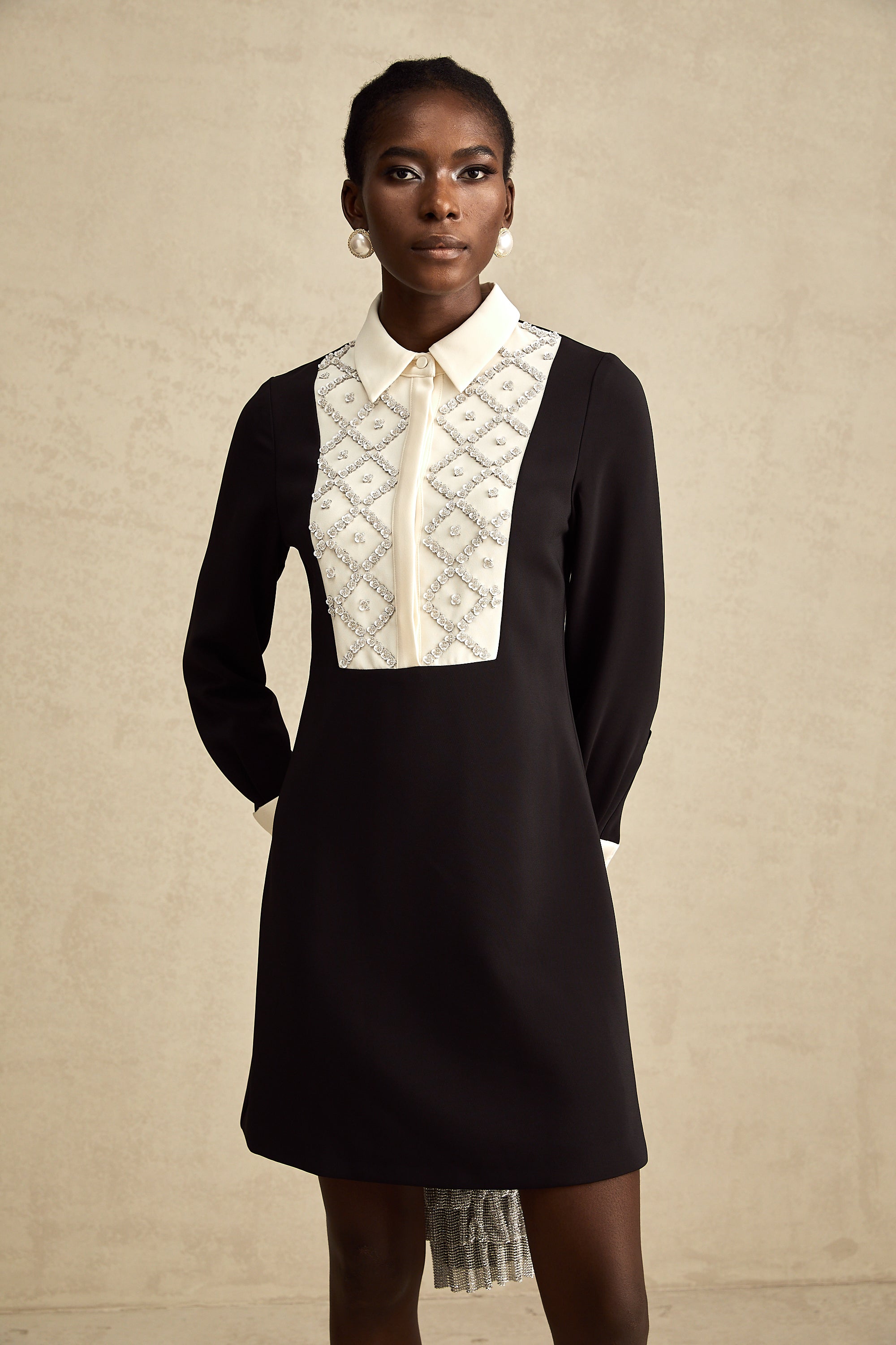 Esmée Two Tone Embellished Mini Dress (Final Sale)