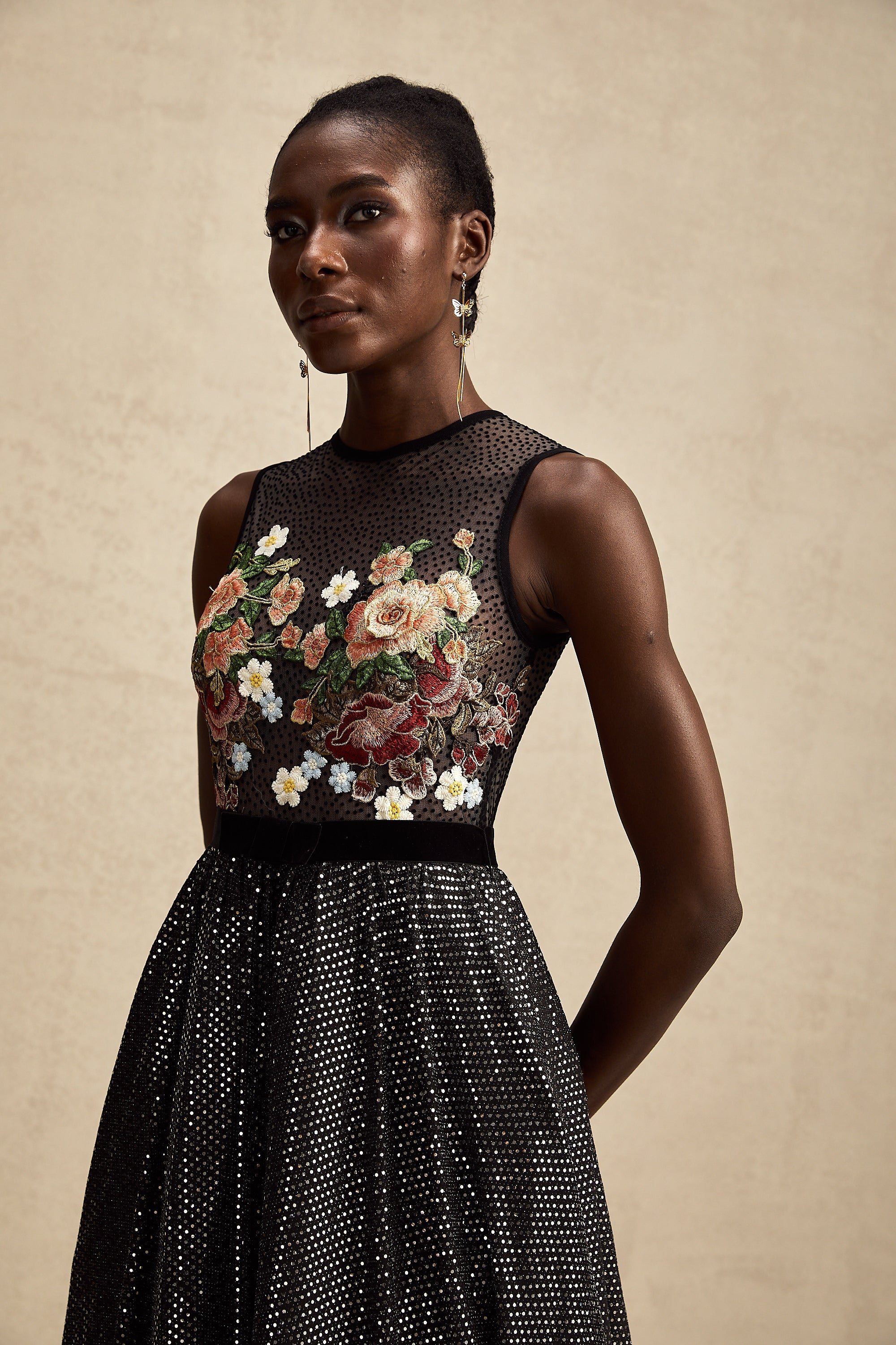 Agathe floral embroidered embellished maxi dress (Final Sale)
