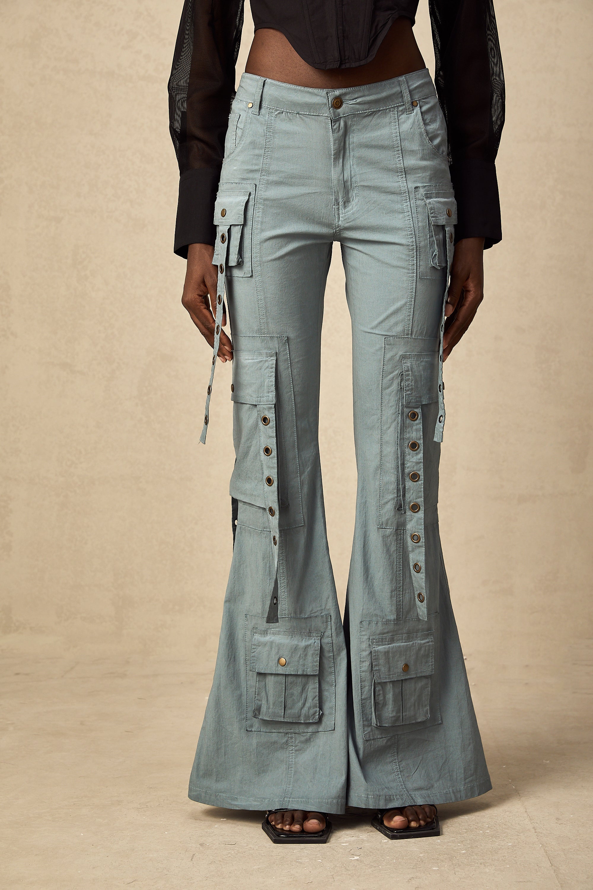 Mila belt-loop flared cargo trousers (Final Sale)