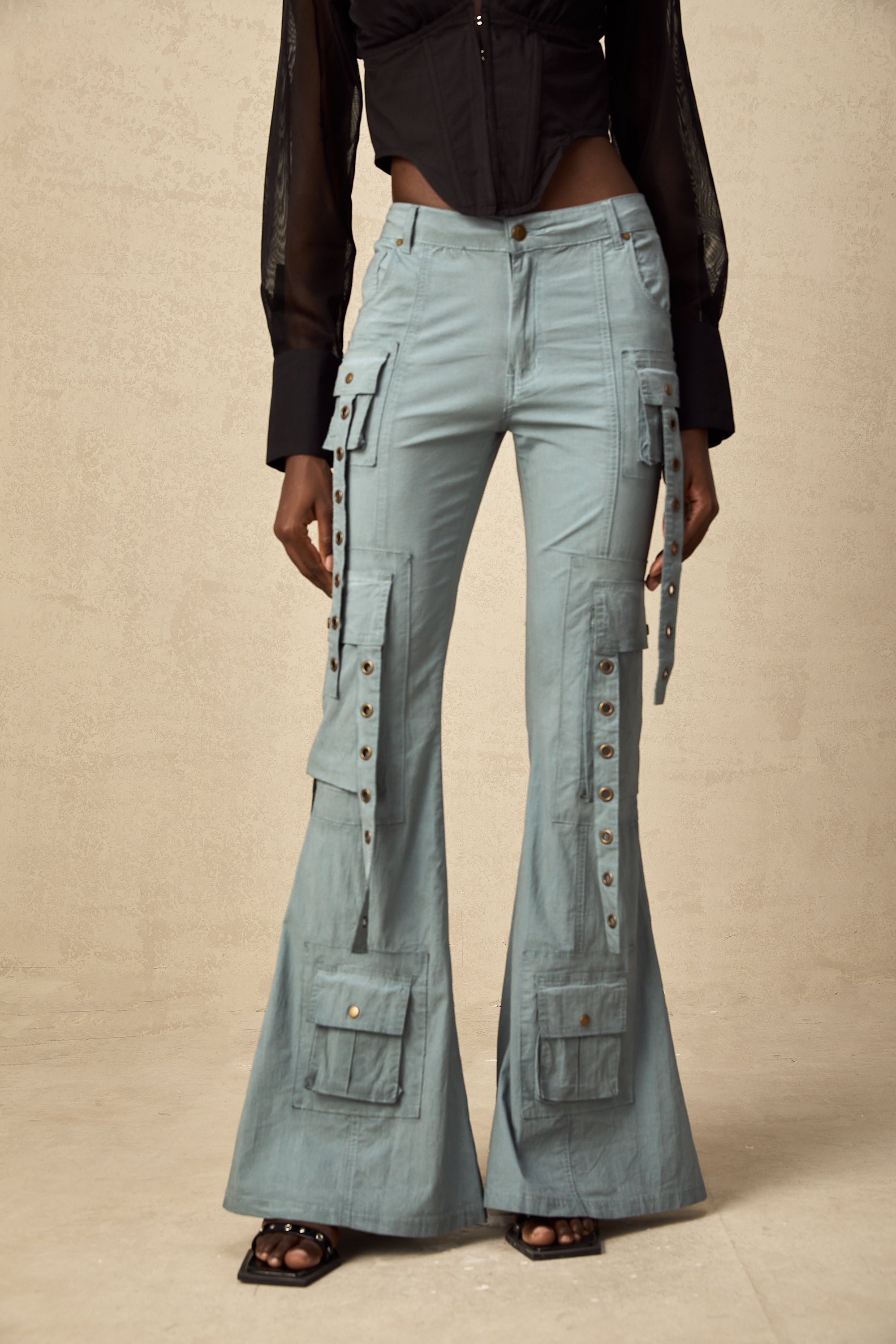 Mila belt-loop flared cargo trousers (Final Sale)