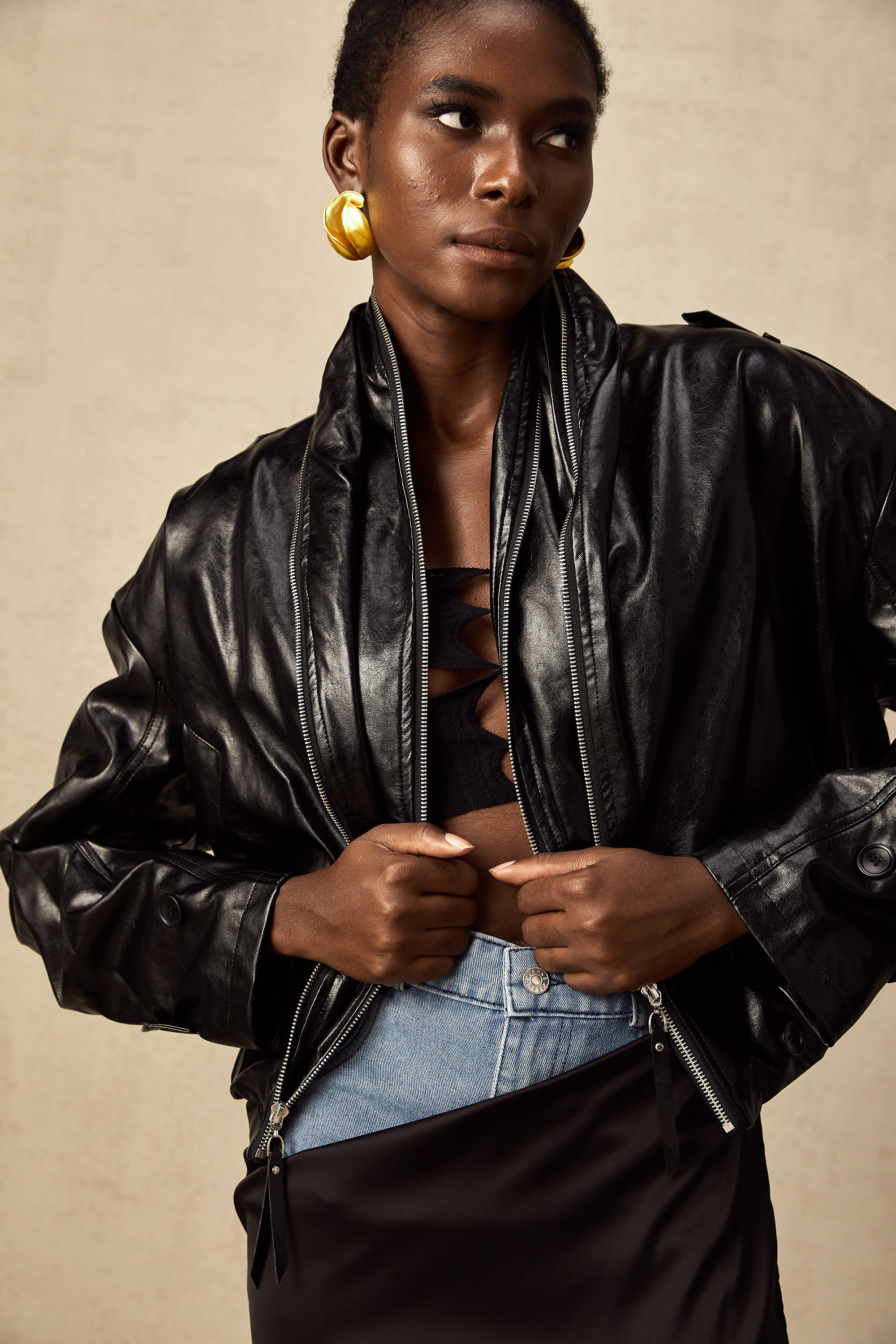 Virginie quilted cropped leather jacket (Final Sale)