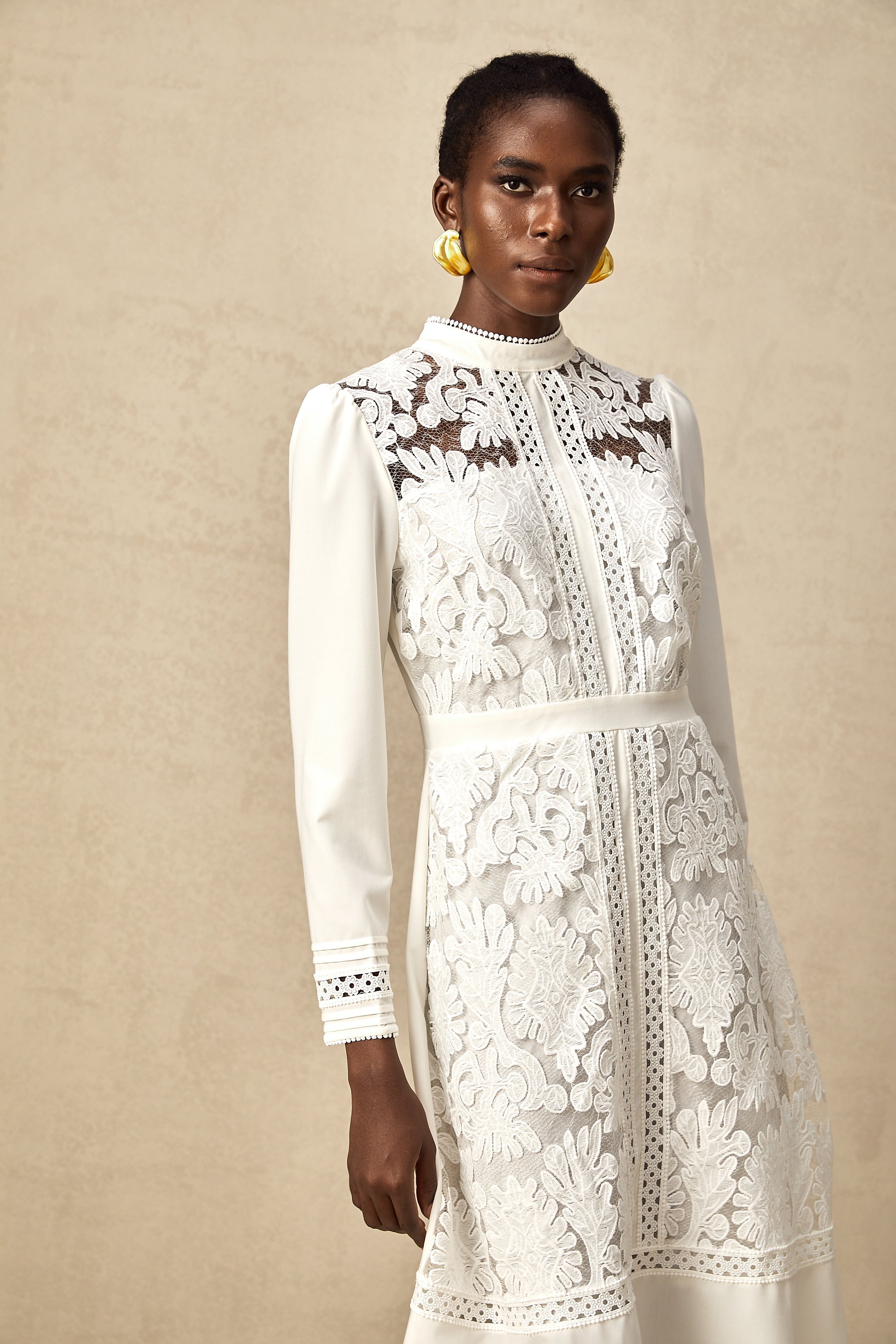 Madeleine white panelled embroidered midi dress (Final Sale-US Only)