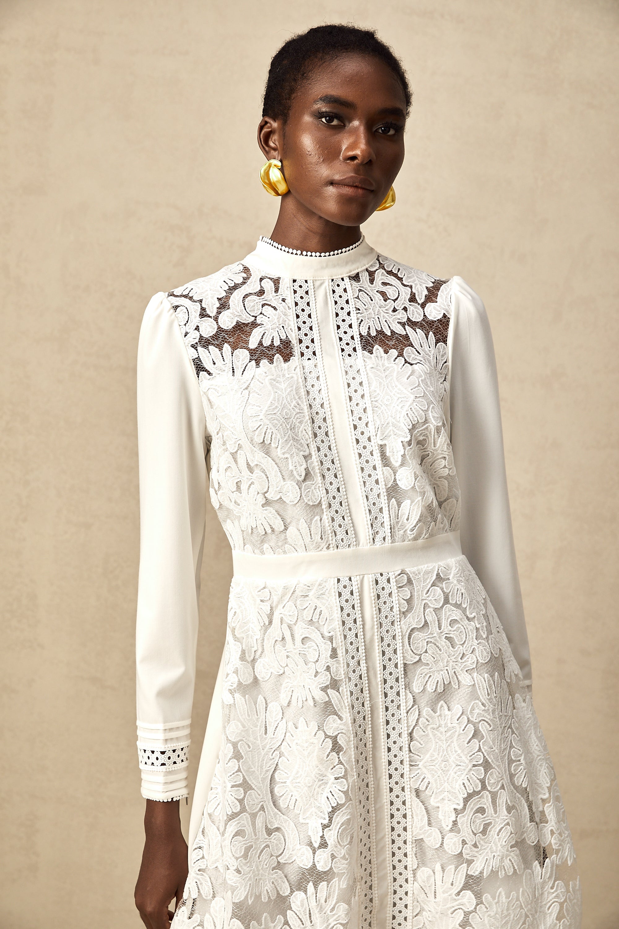 Madeleine white panelled embroidered midi dress (Final Sale-US Only)