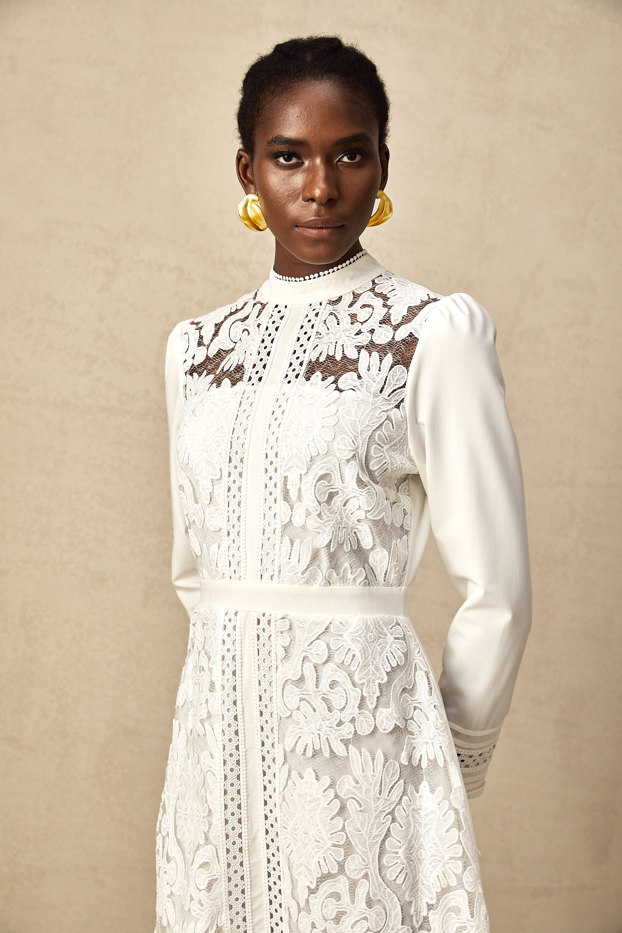 Madeleine white panelled embroidered midi dress (Final Sale-US Only)