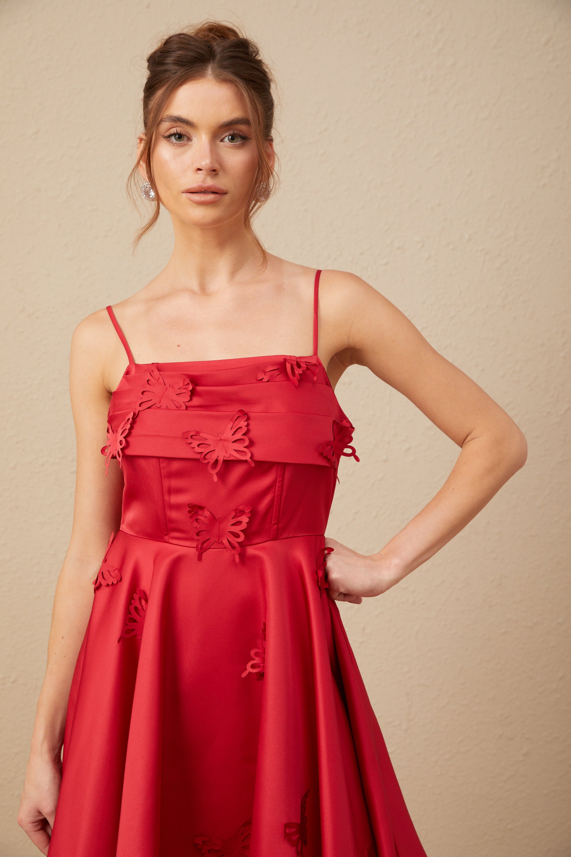Fleur red butterfly flared mini dress (Final Sale)