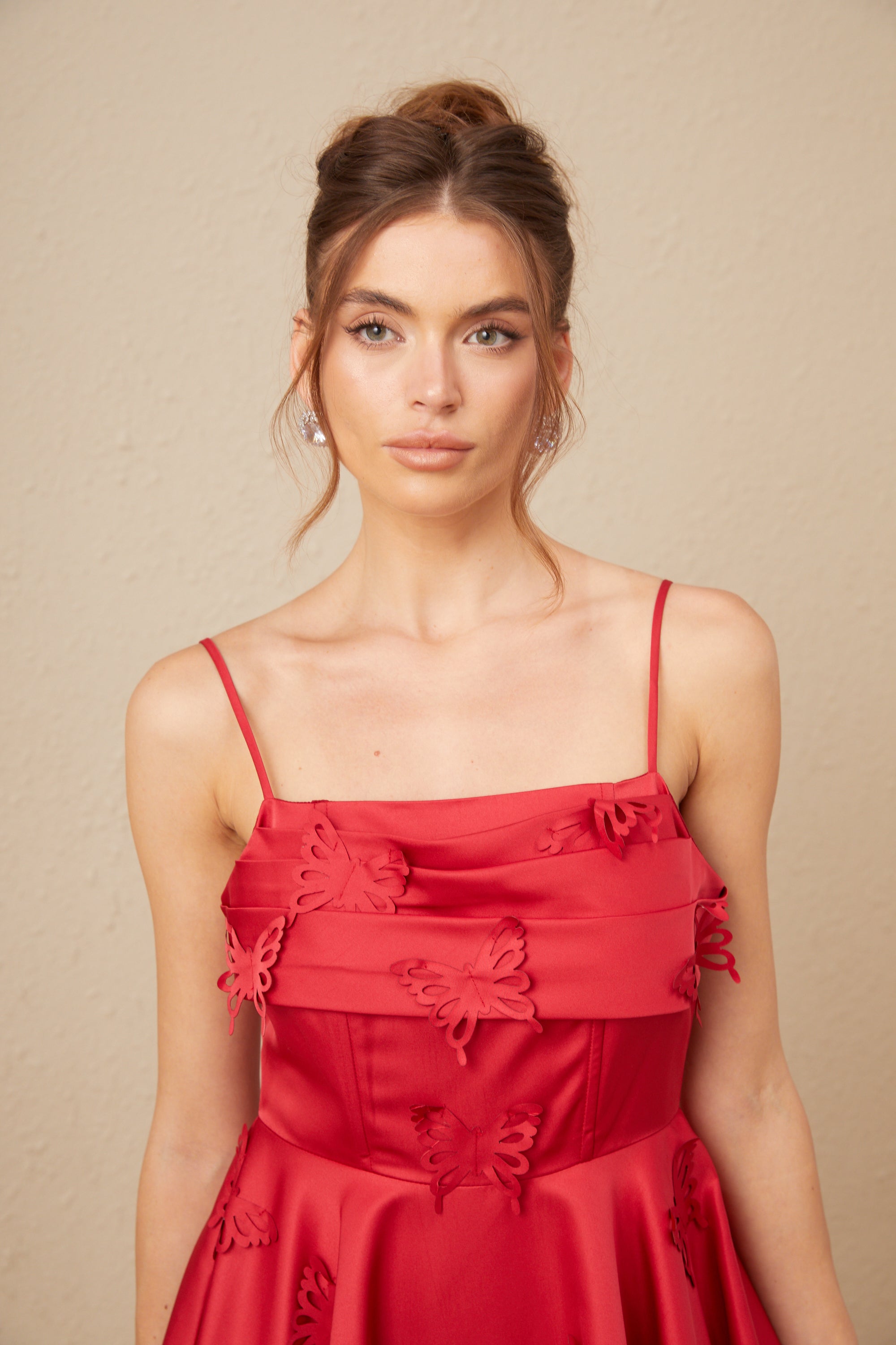 Fleur red butterfly flared mini dress (Final Sale)