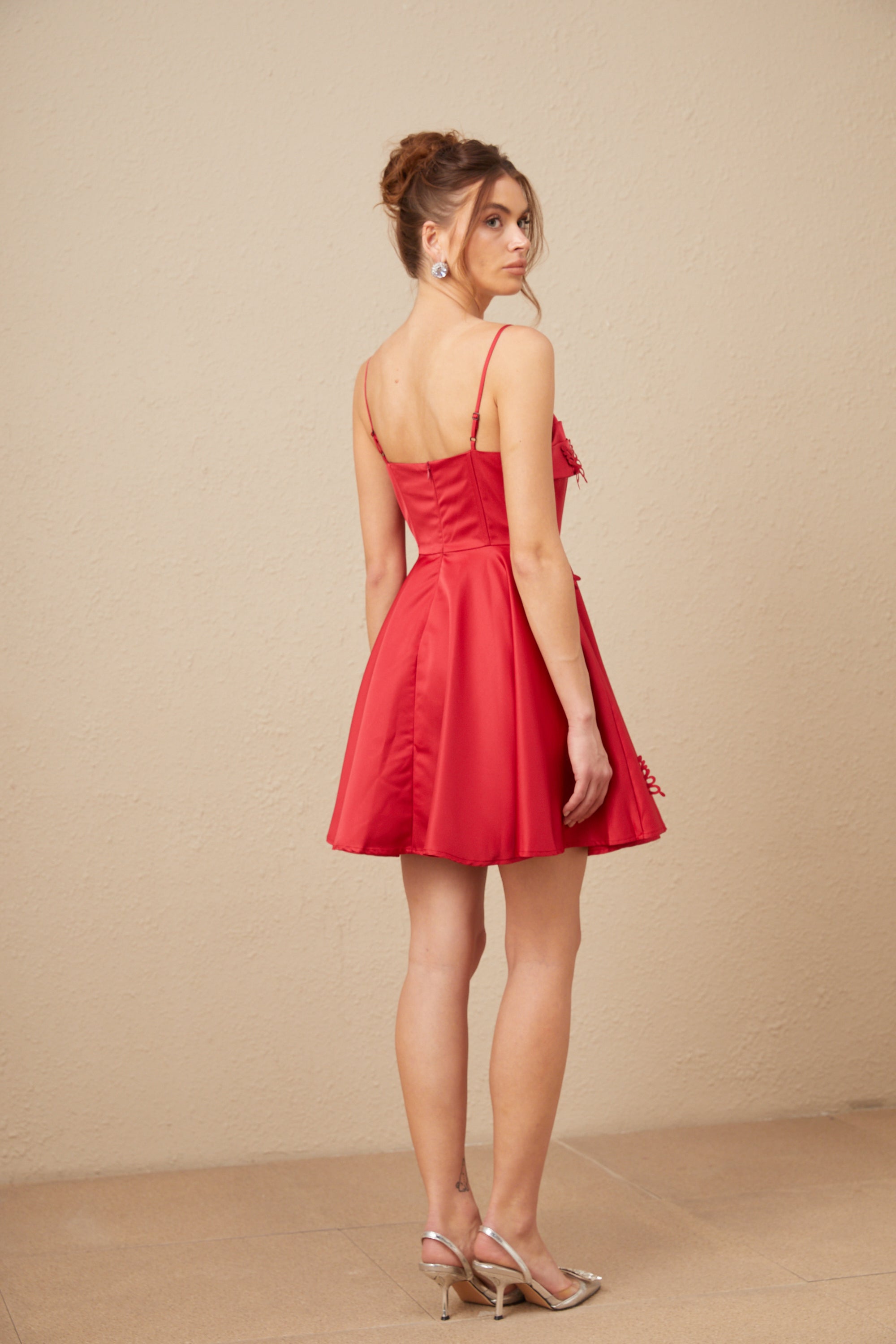 Fleur red butterfly flared mini dress (Final Sale)