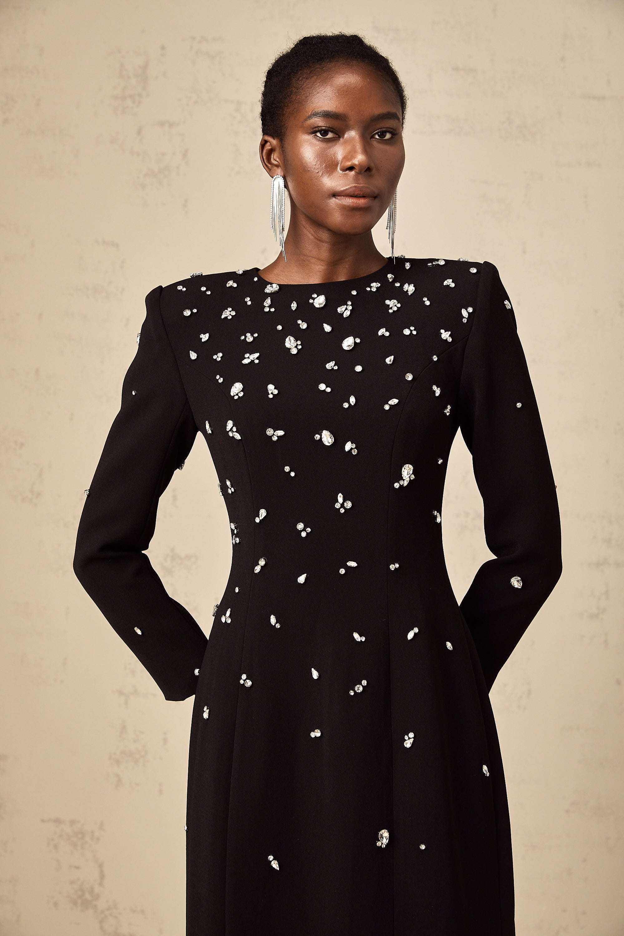 Imelda black crystal-embellished maxi dress (Final Sale)