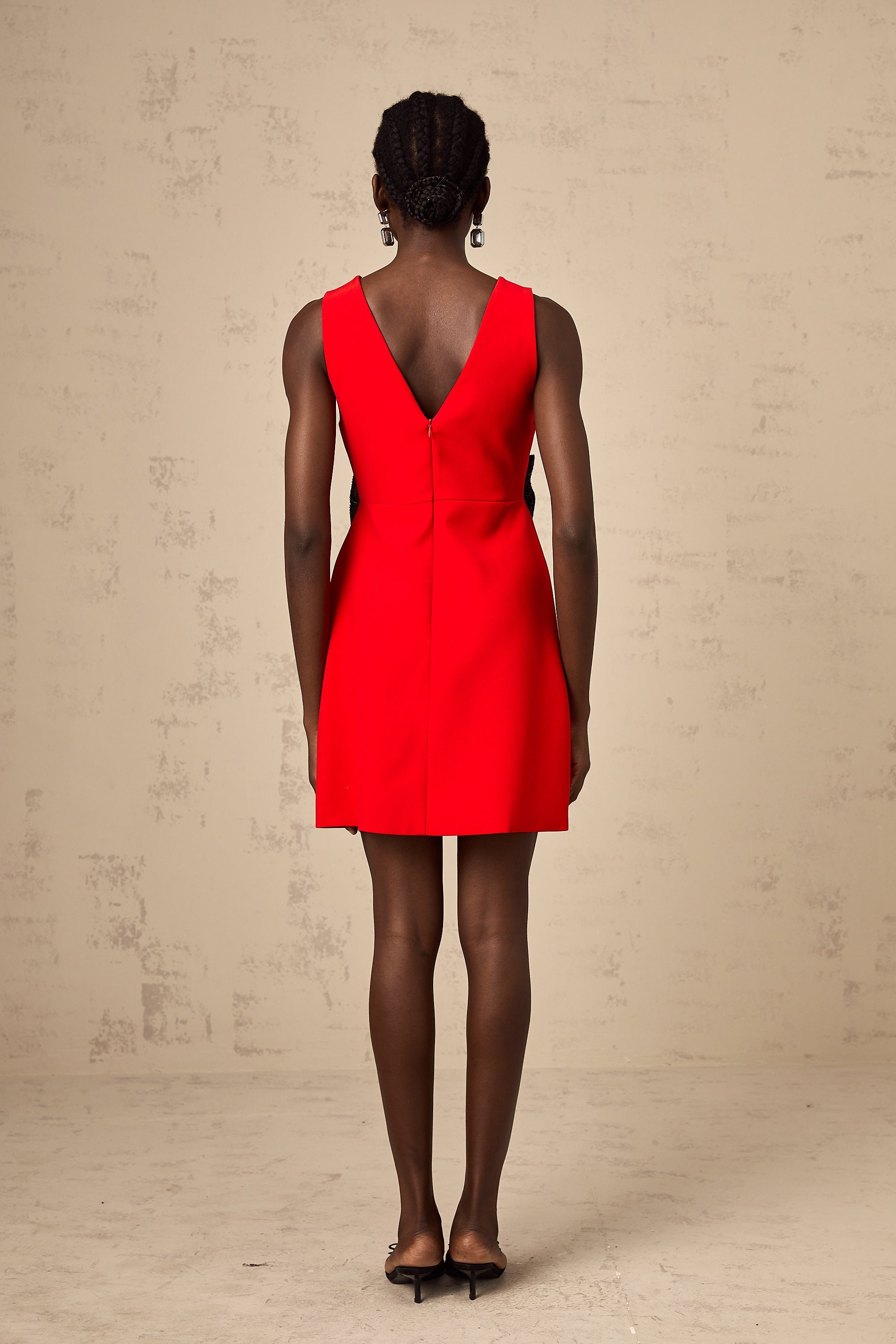 Roxane V-neck sequin-bow mini dress in Red (Final Sale-US Only)