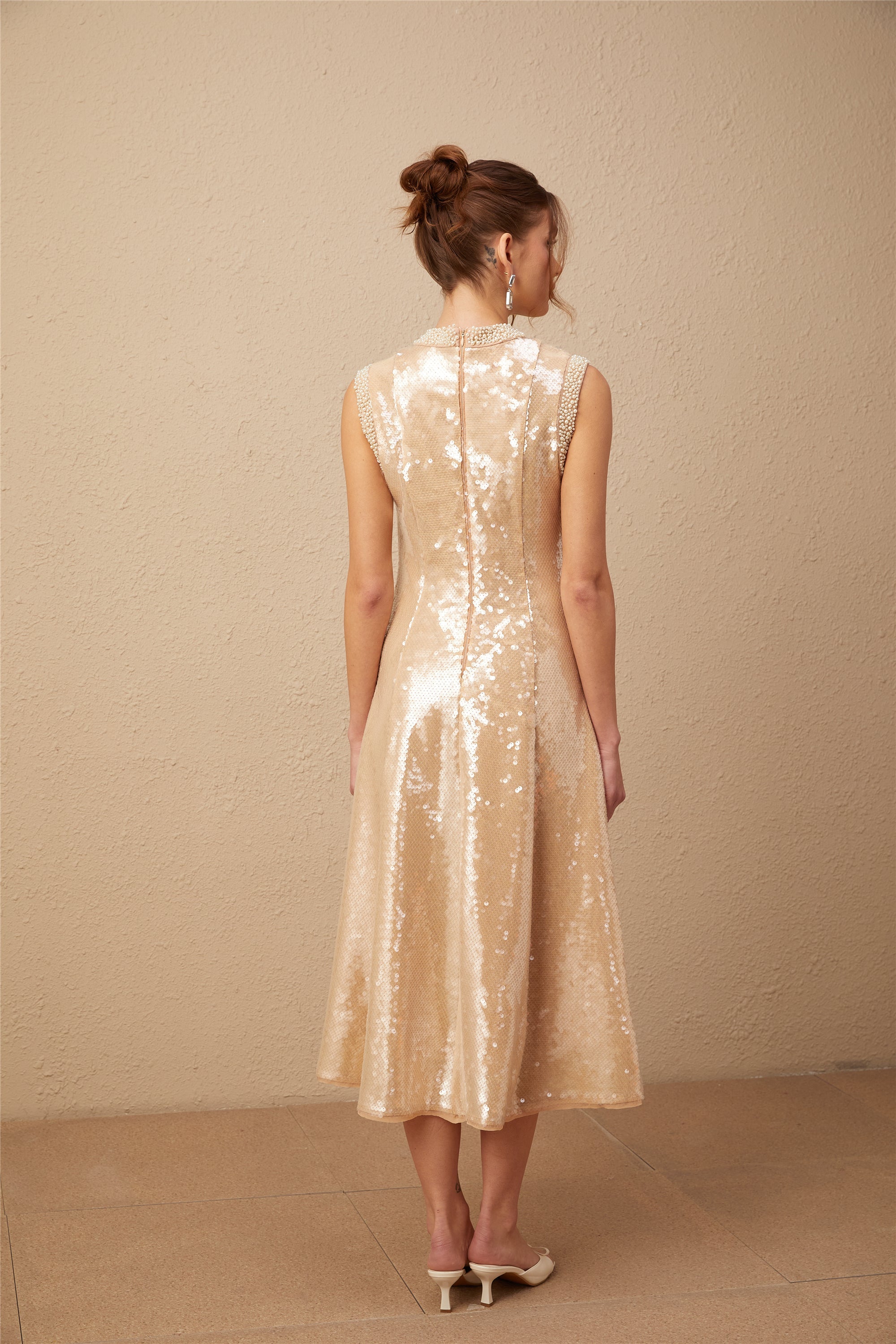 Ornella faux-pearl sequined midi dress (Final Sale)