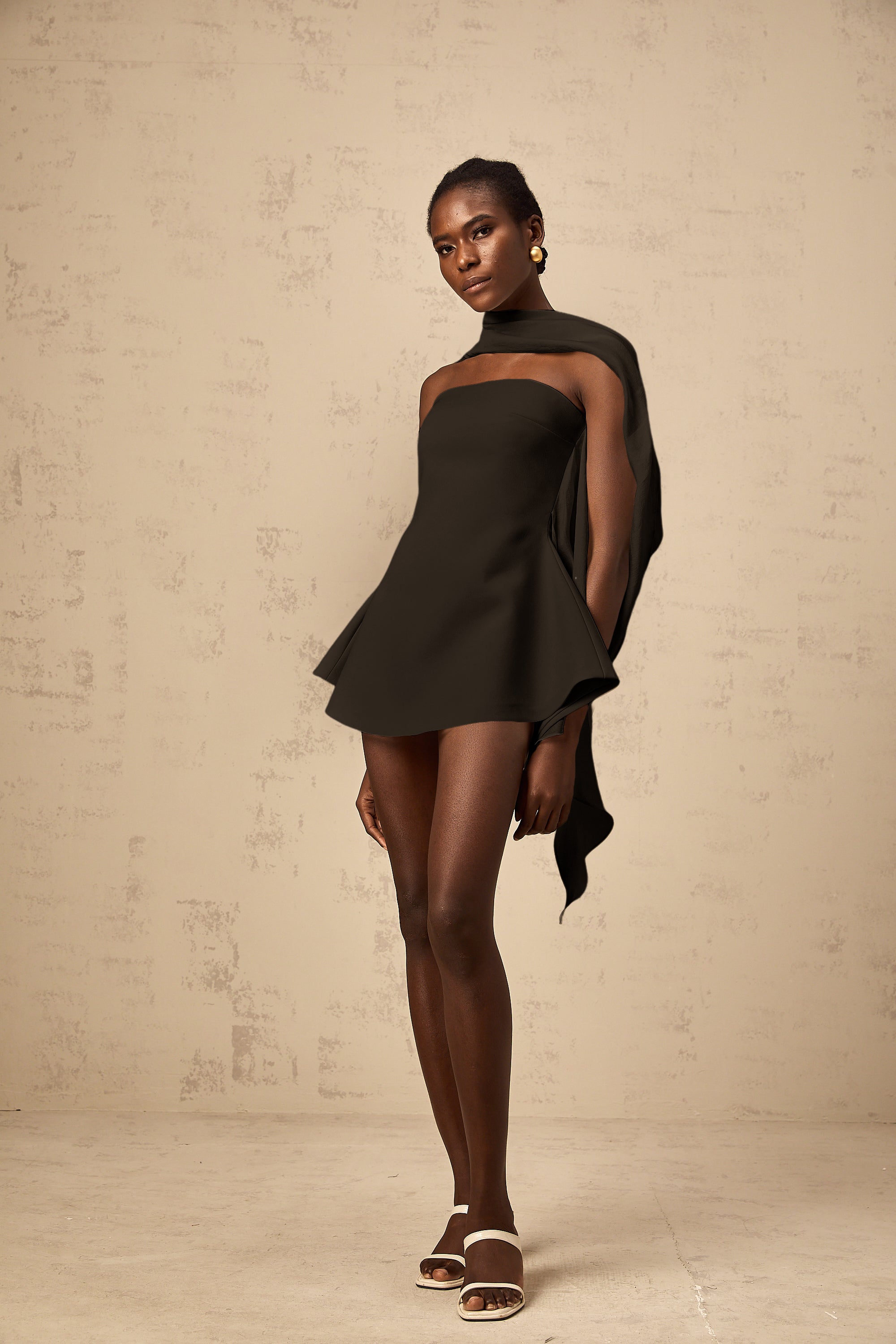 Danaé ribbon-design flared mini dress in Black (Final Sale)