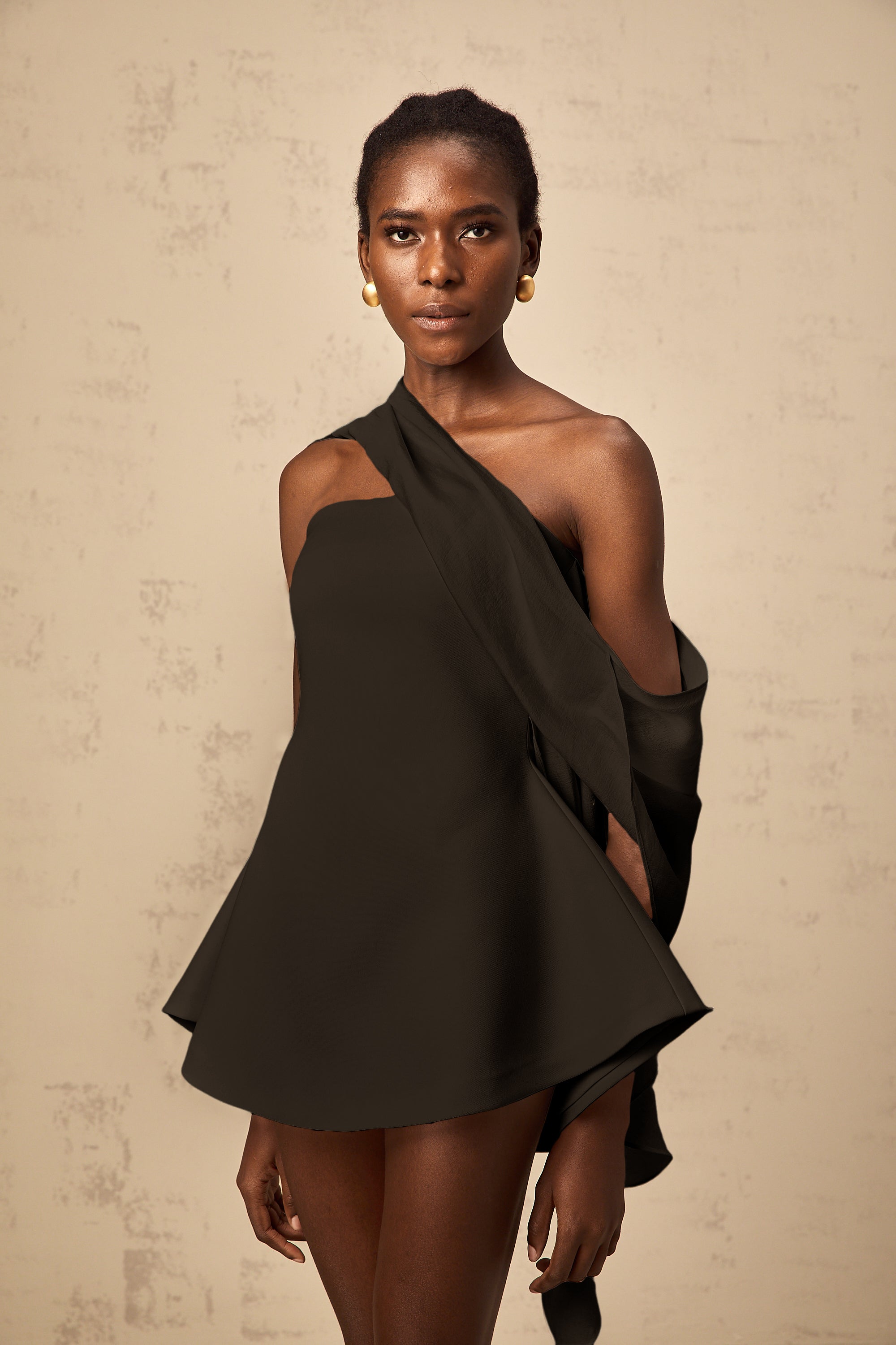 Danaé ribbon-design flared mini dress in Black (Final Sale)
