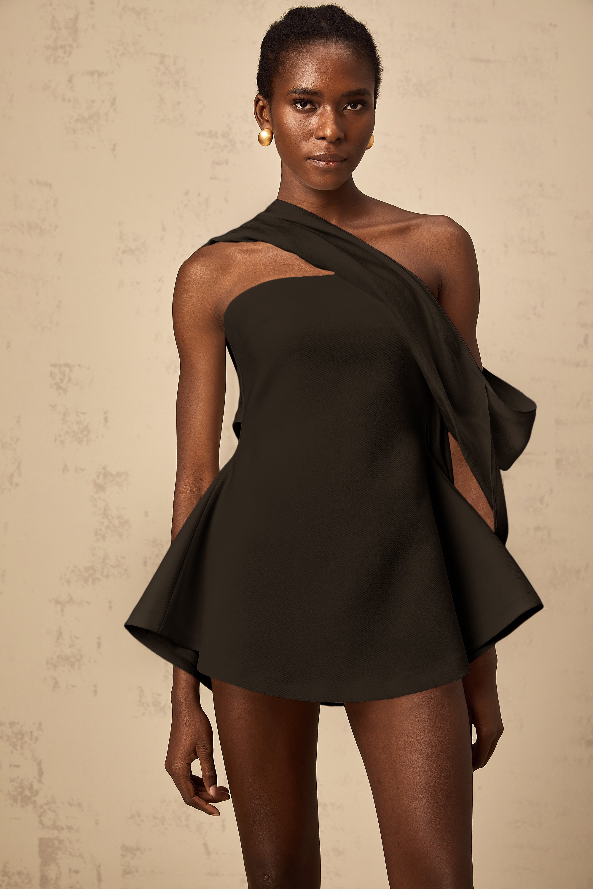 Danaé ribbon-design flared mini dress in Black (Final Sale)