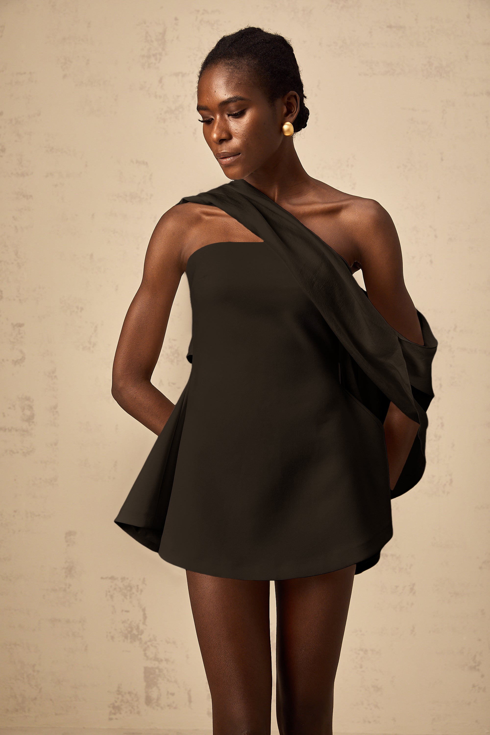 Danaé ribbon-design flared mini dress in Black (Final Sale)