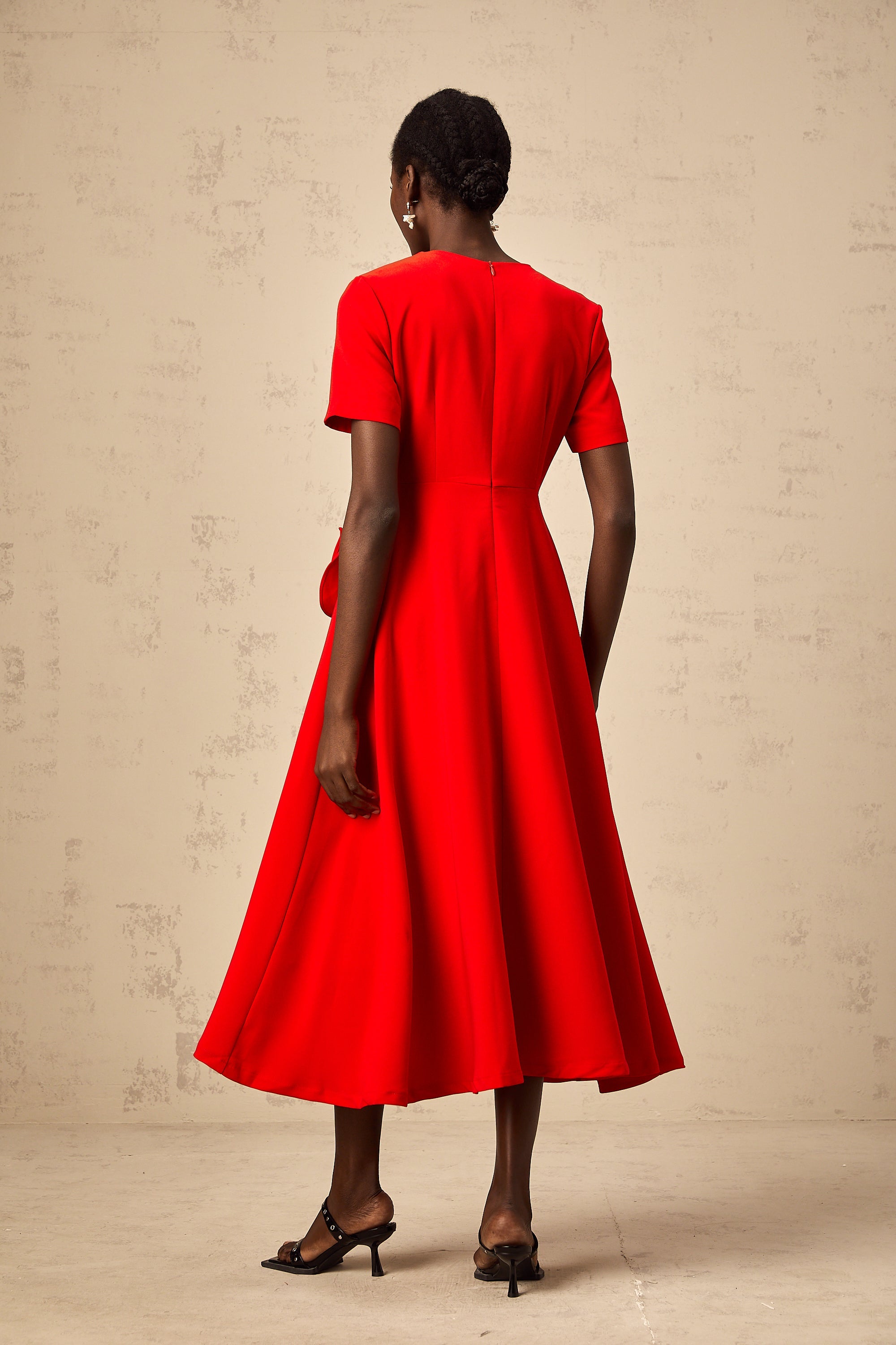 Isolde red floral-appliqué midi dress (Final Sale-US Only)