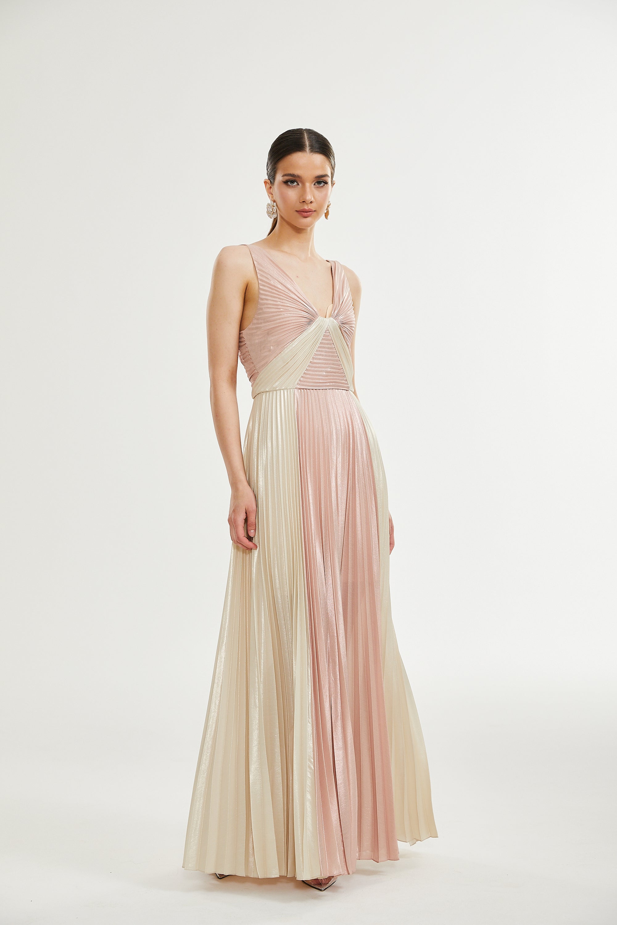 Shiema high-shine pleated dress (Final Sale-US Only)
