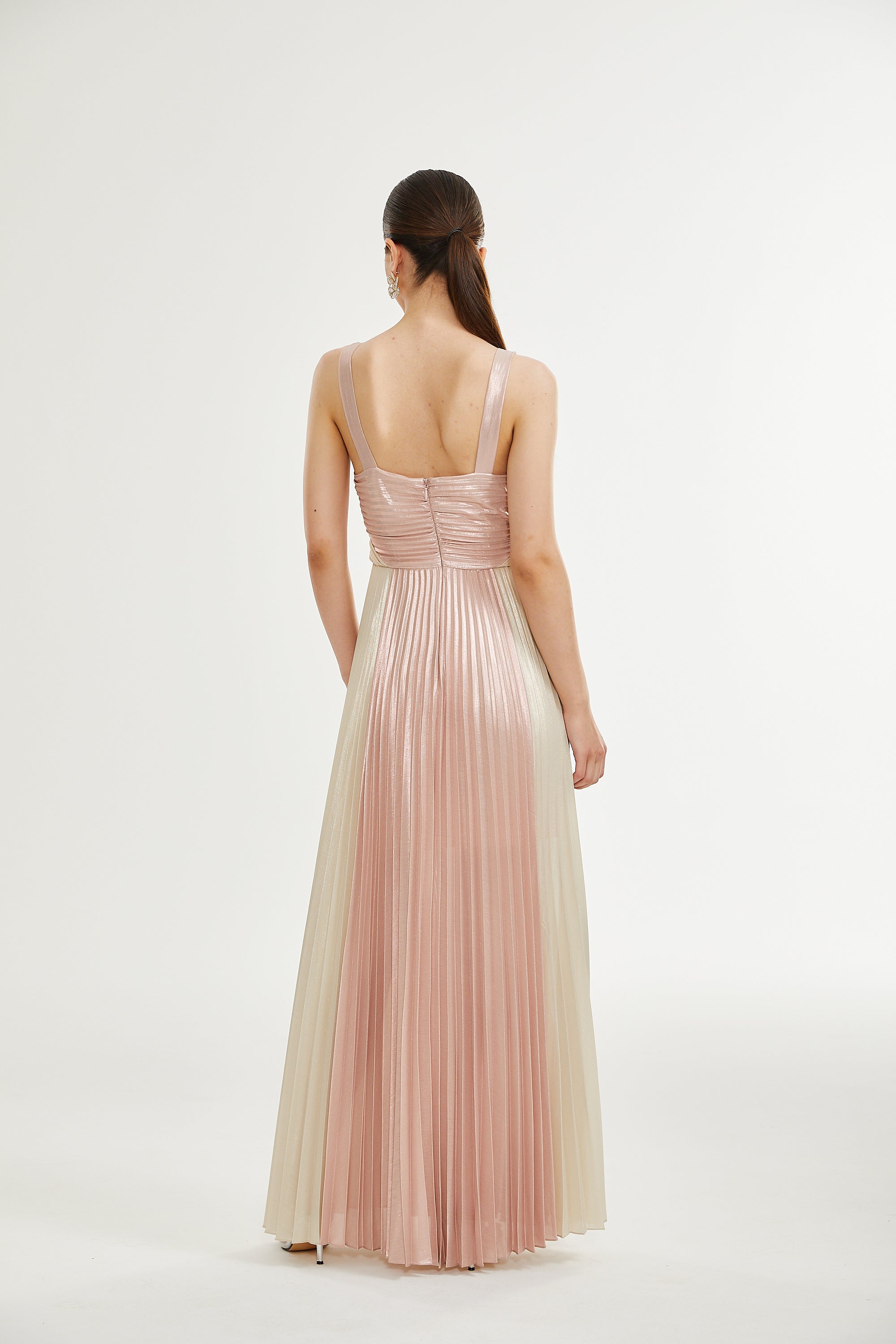 Shiema high-shine pleated dress (Final Sale-US Only)