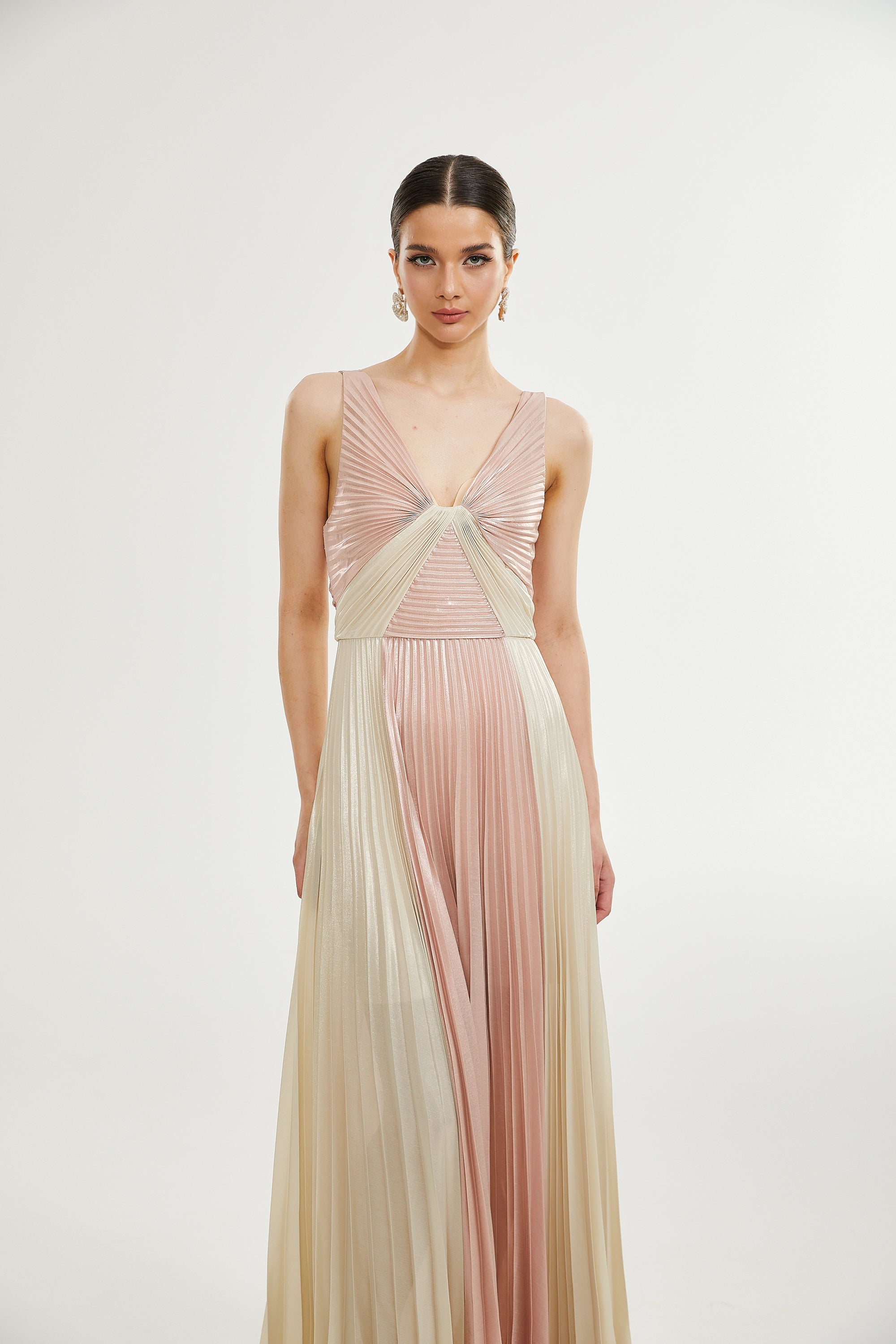 Shiema high-shine pleated dress (Final Sale-US Only)