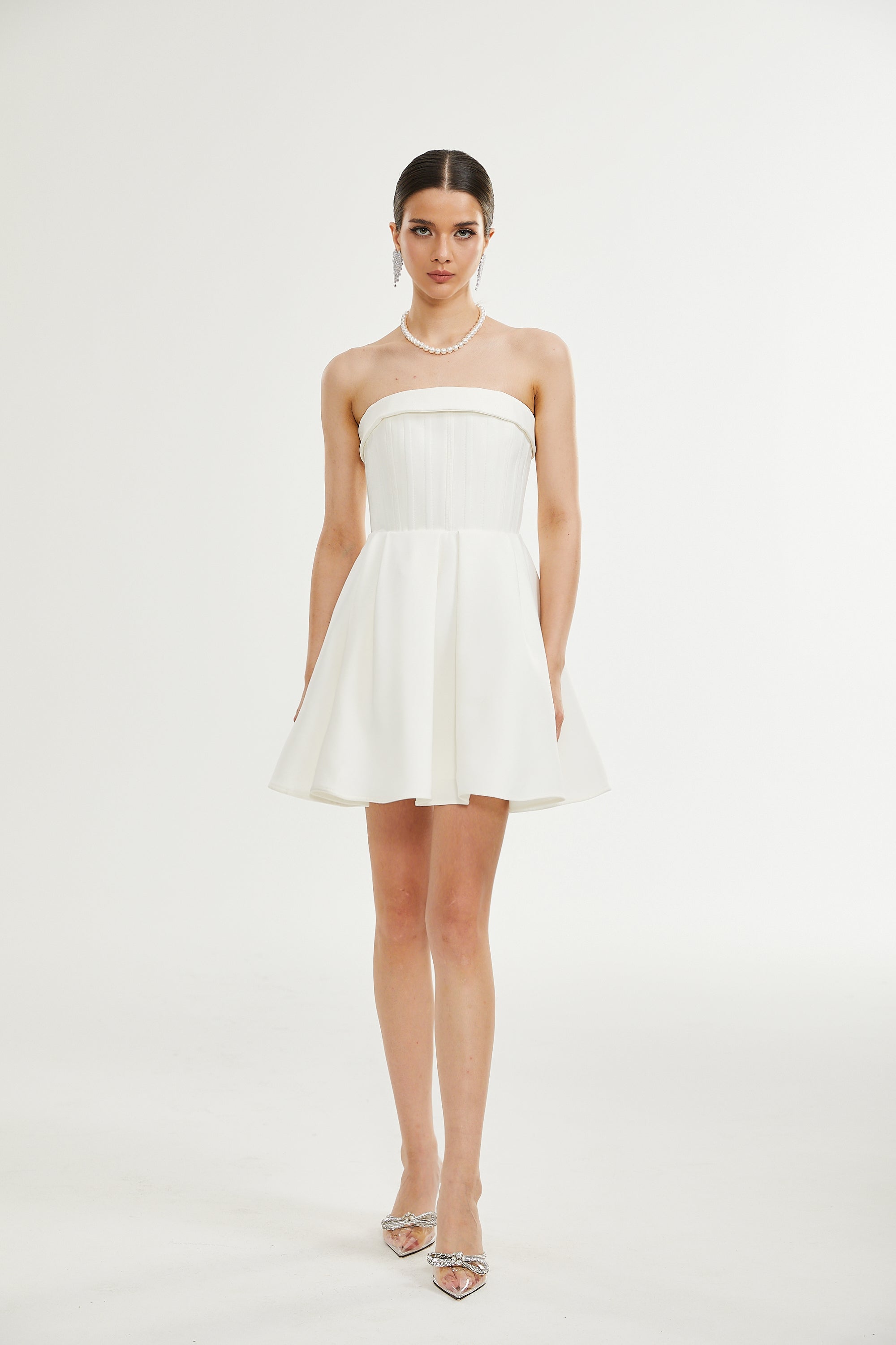 Kyra white off-shoulder flared dress (Final Sale-US Only)