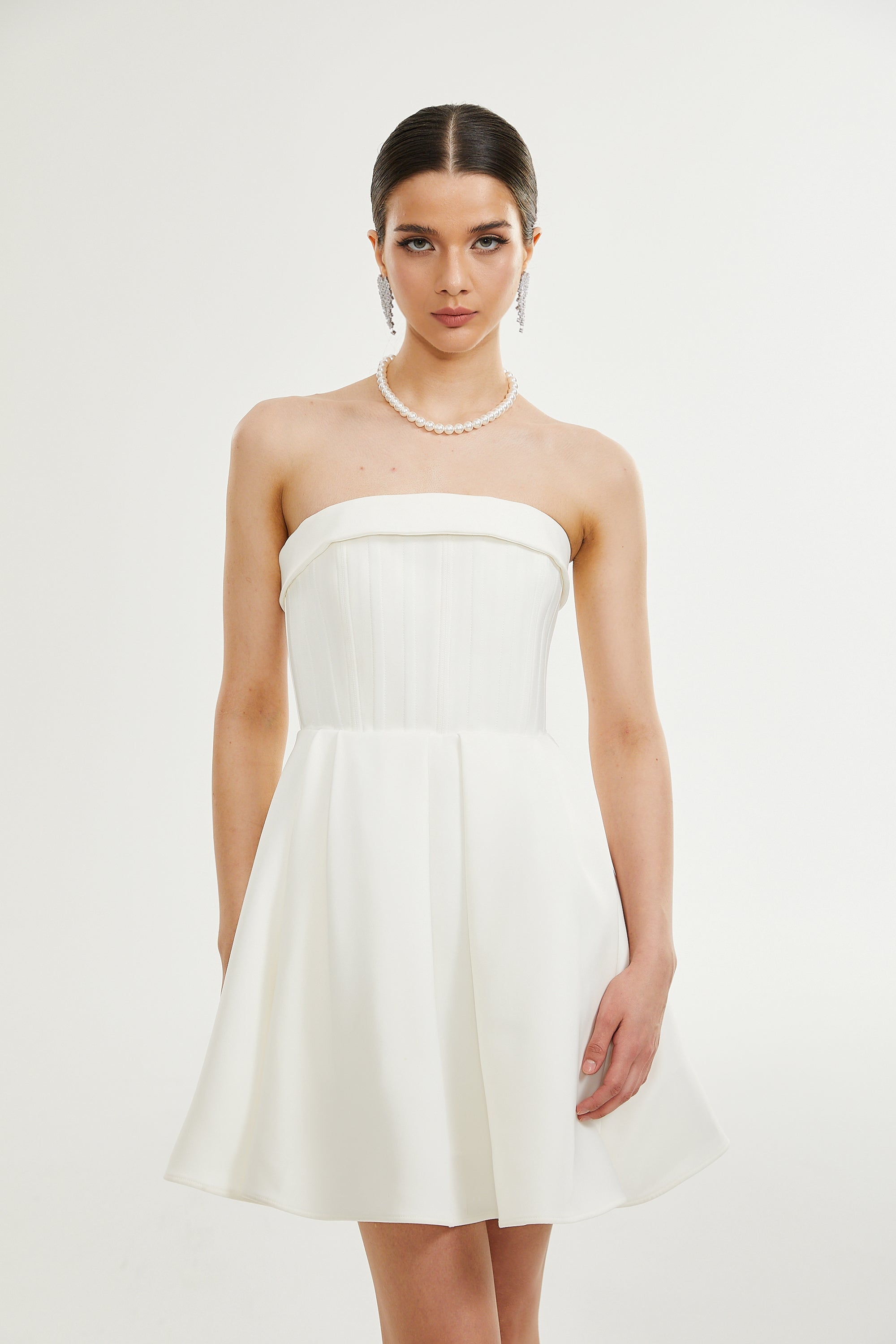 Kyra white off-shoulder flared dress (Final Sale-US Only)