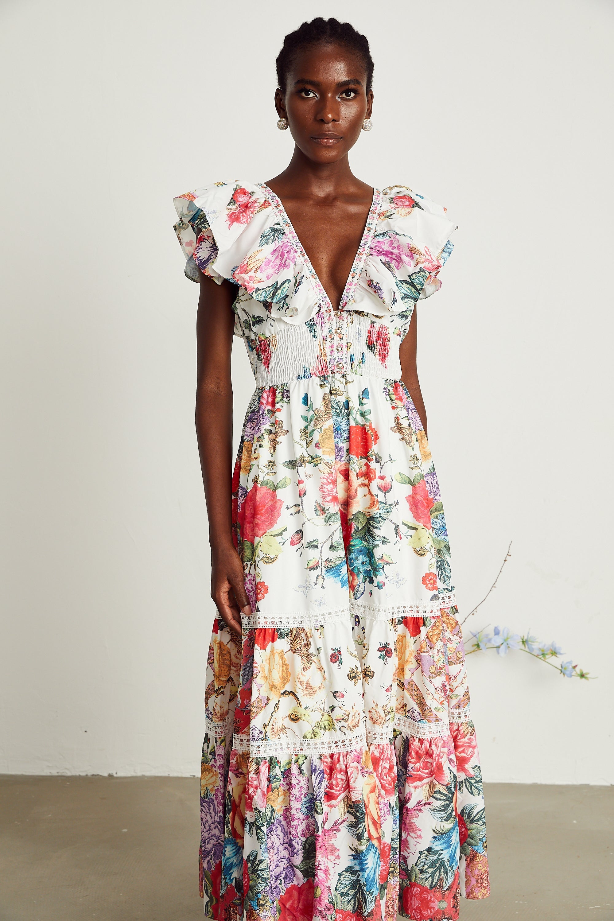 Claire floral-print ruffled midi dress (Final Sale-US Only)