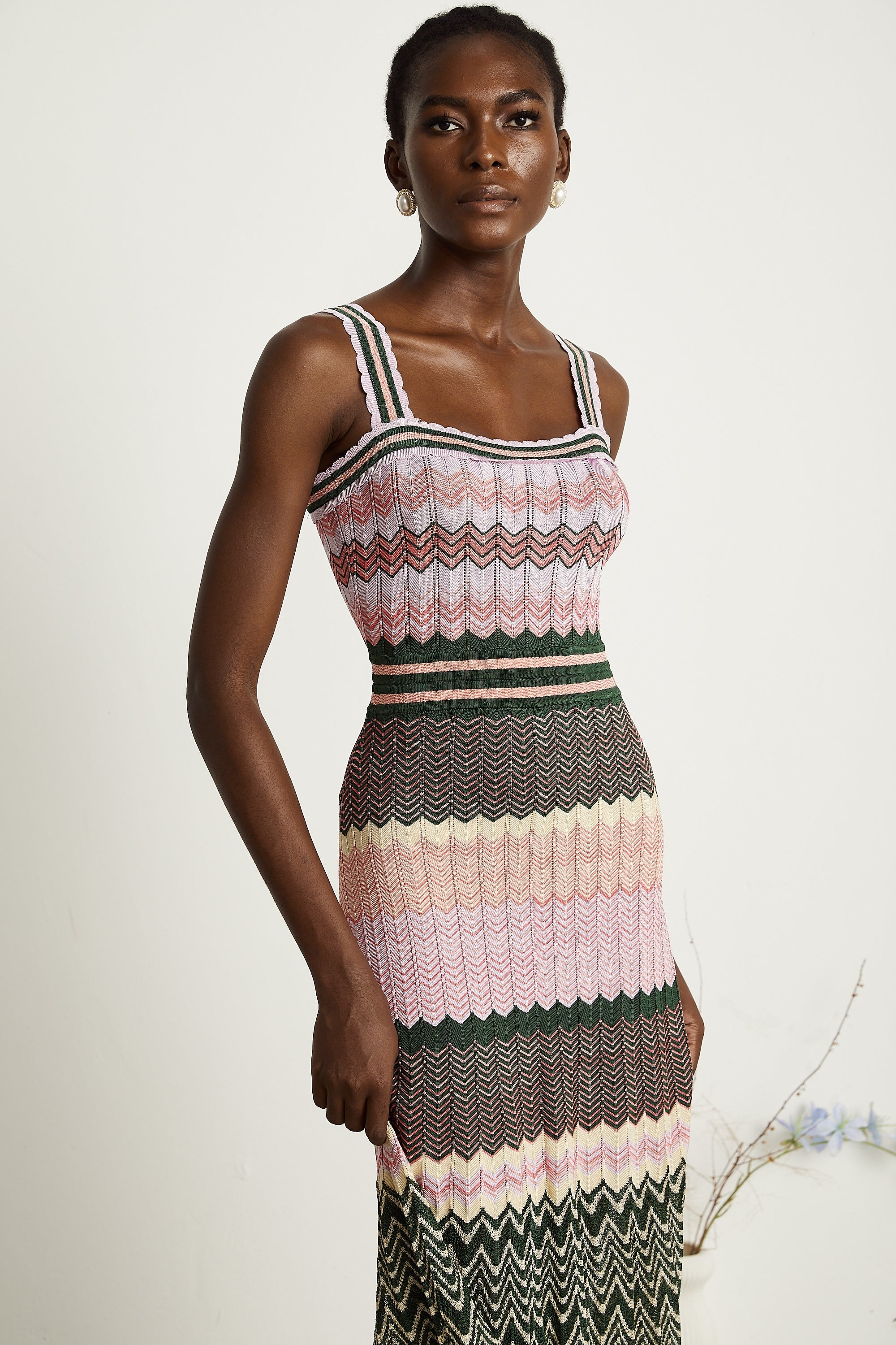 Chevron Knit Midi Dress