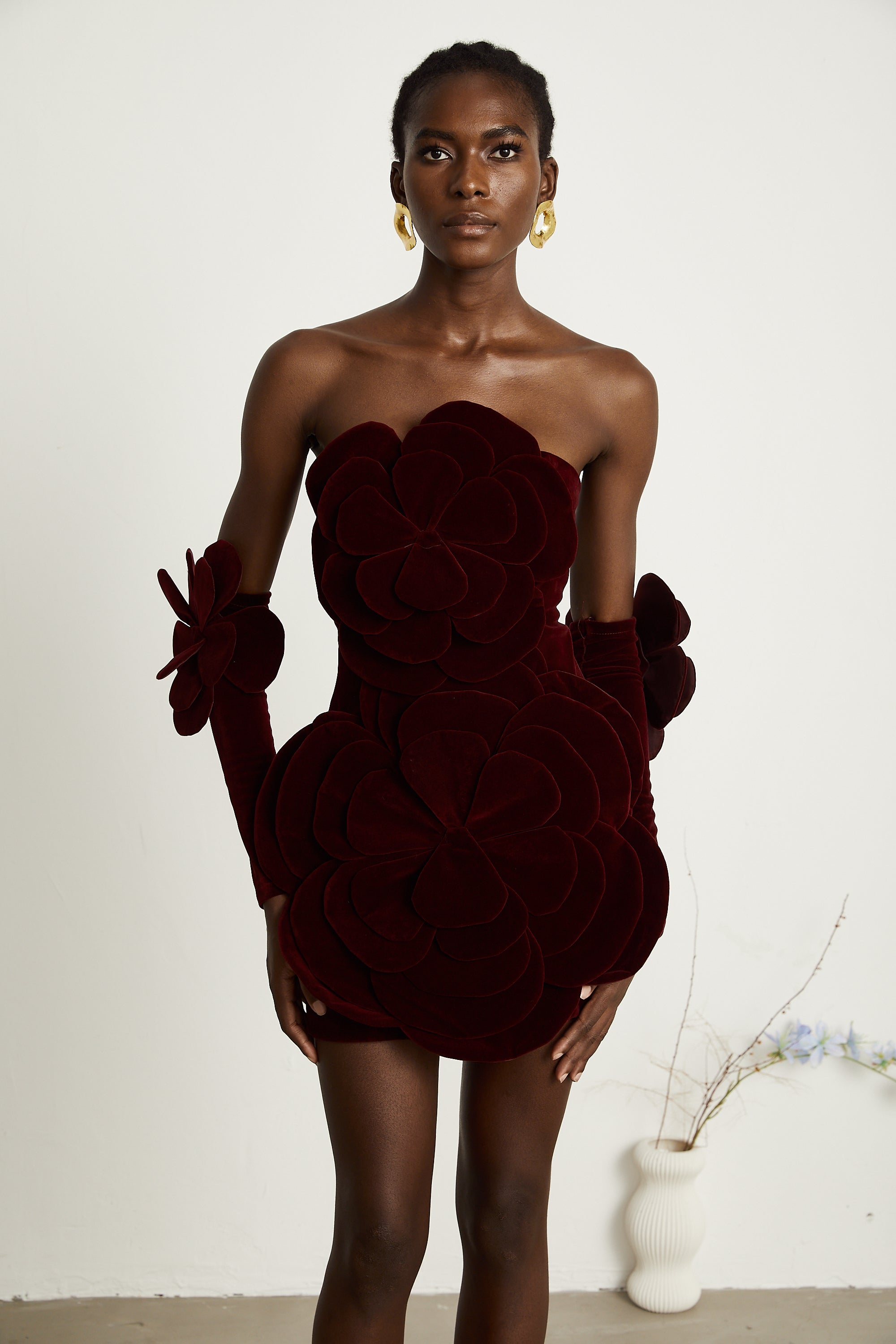 Azura Red Floral Appliqué Mini Dress (Final Sale)