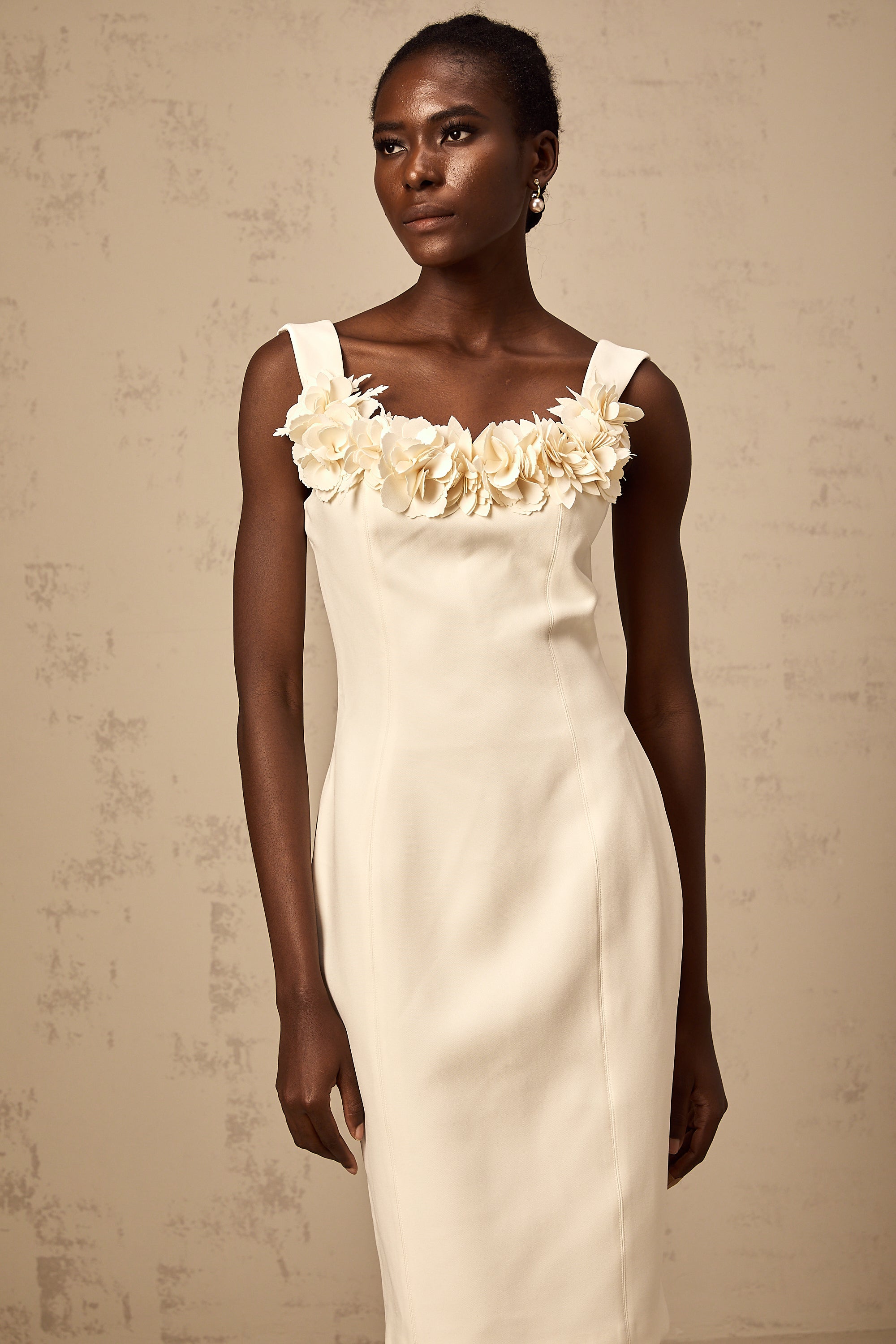 Vérane 3d-petal sleeveless midi dress (Final Sale)