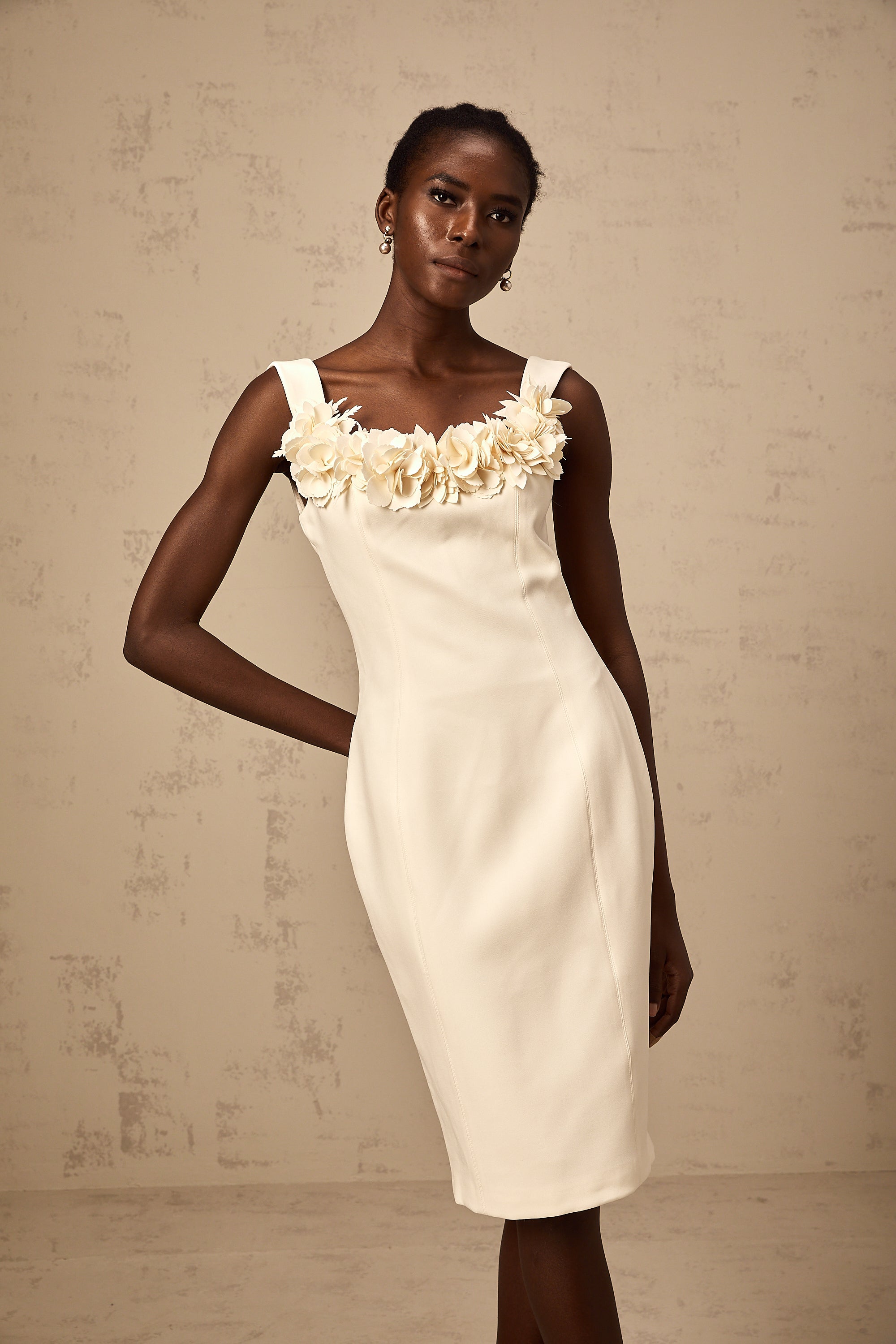 Vérane 3d-petal sleeveless midi dress (Final Sale)