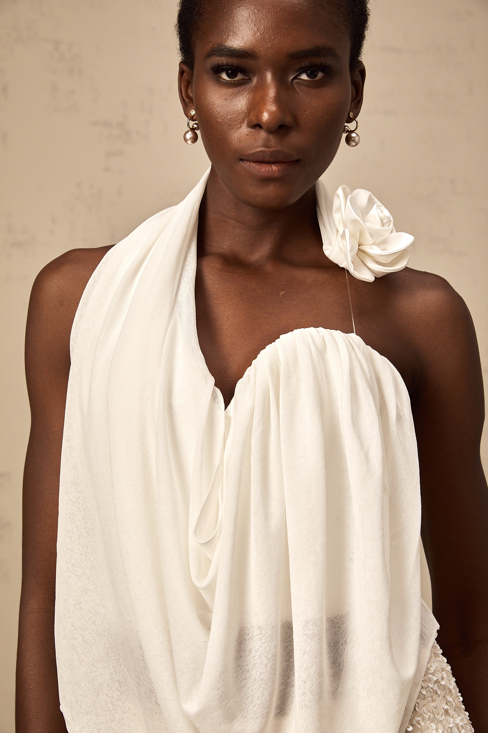 Maeva white halterneck floral-appliqué top (Final Sale-US Only)