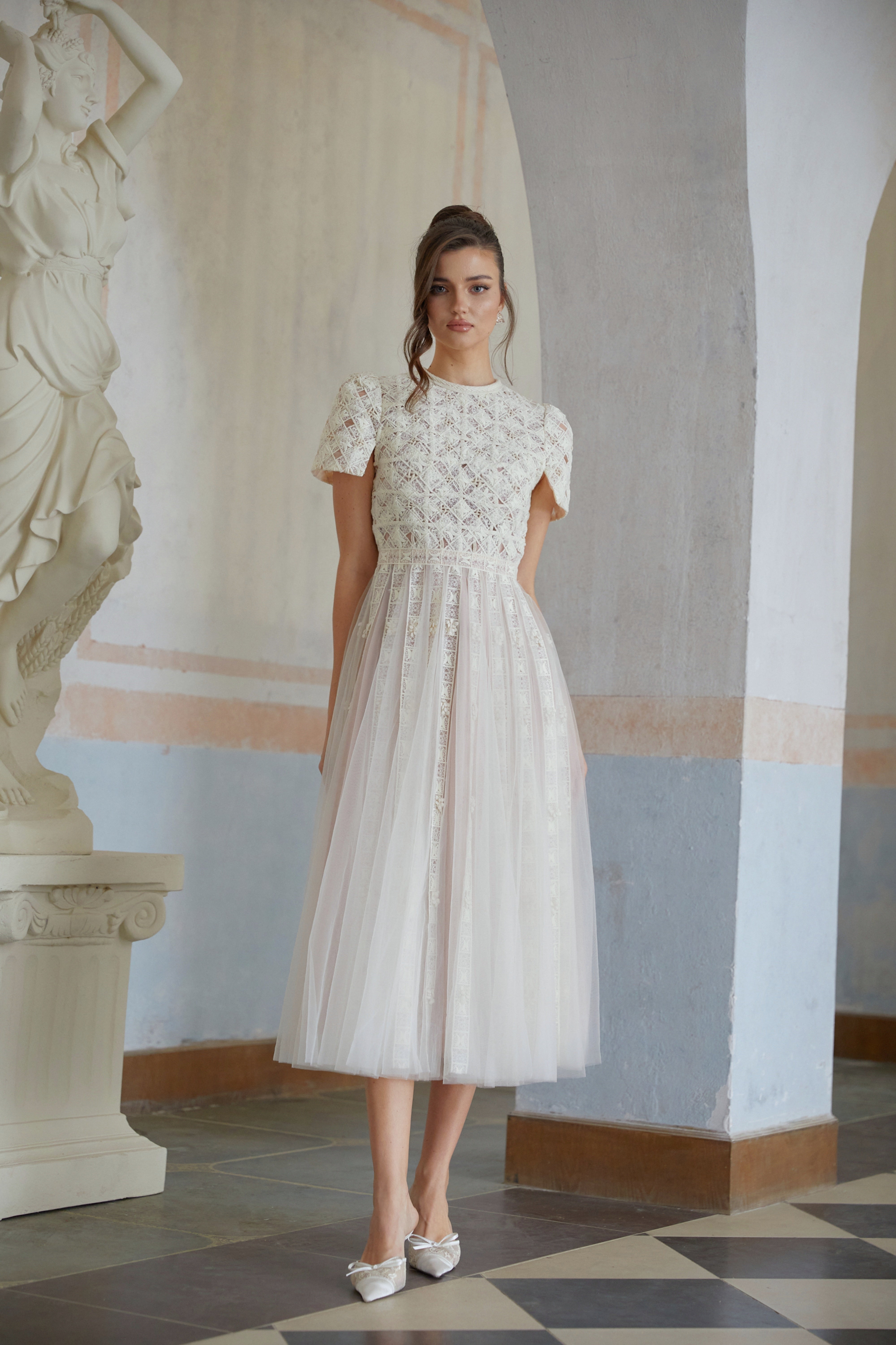 Jorunn White Braided Floral Crochet Midi Dress (Final Sale-US Only)