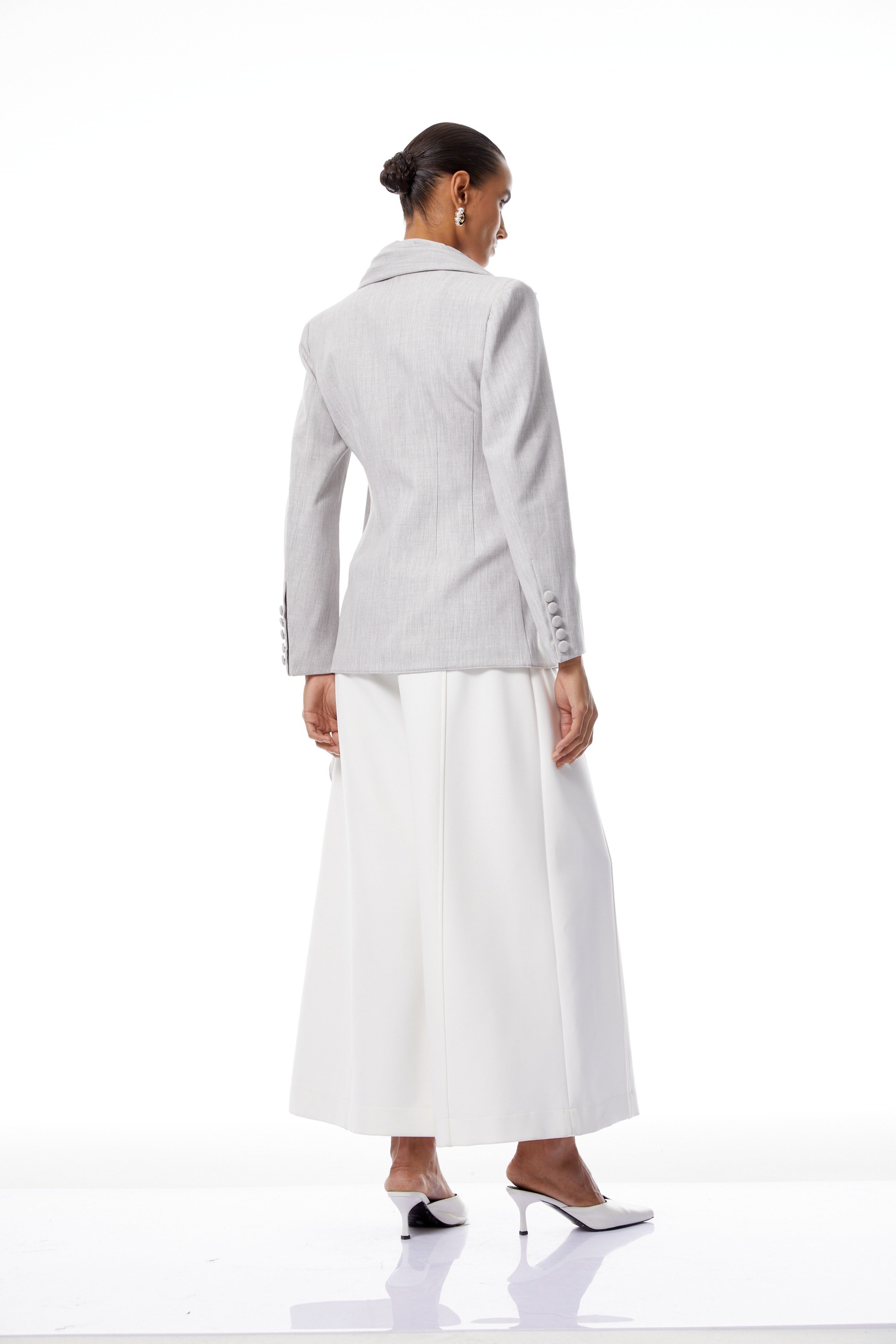 Margarethe Grey Asymmetrical Draped Blazer