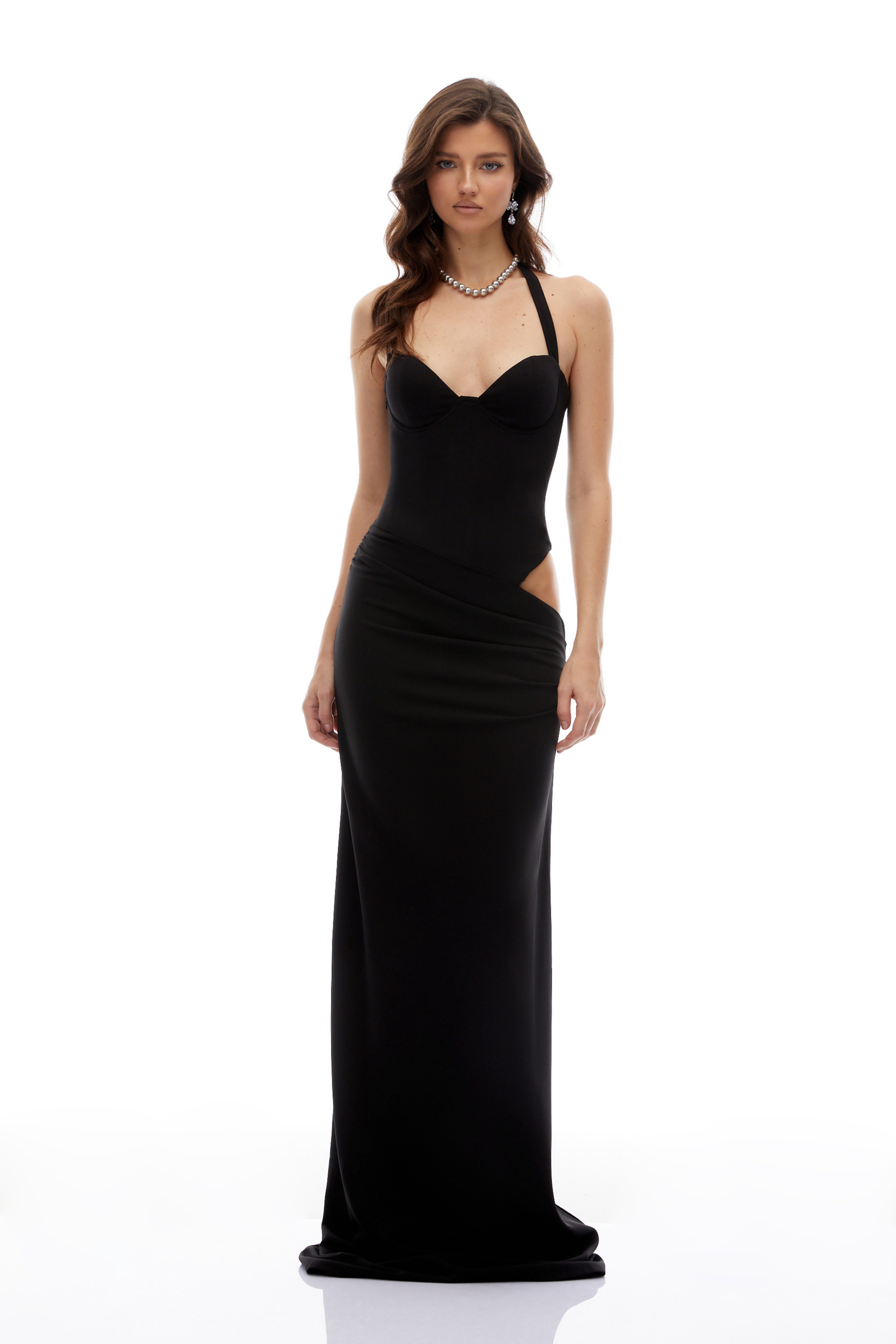 Kaelin Black Halterneck Cut Out Maxi Dress (Final Sale)