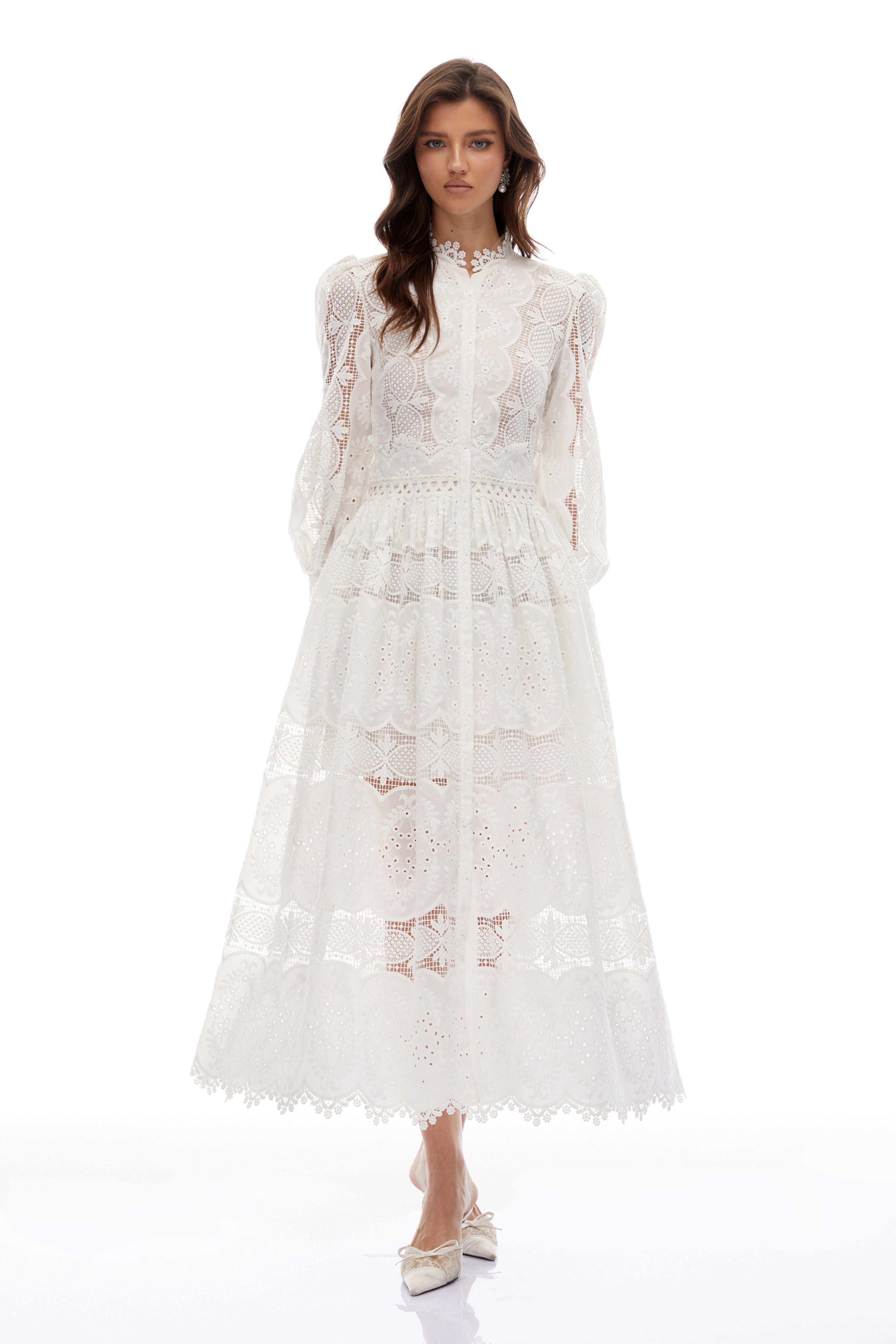 Synne White Lace Overlay Midi Dress (Final Sale-US Only)