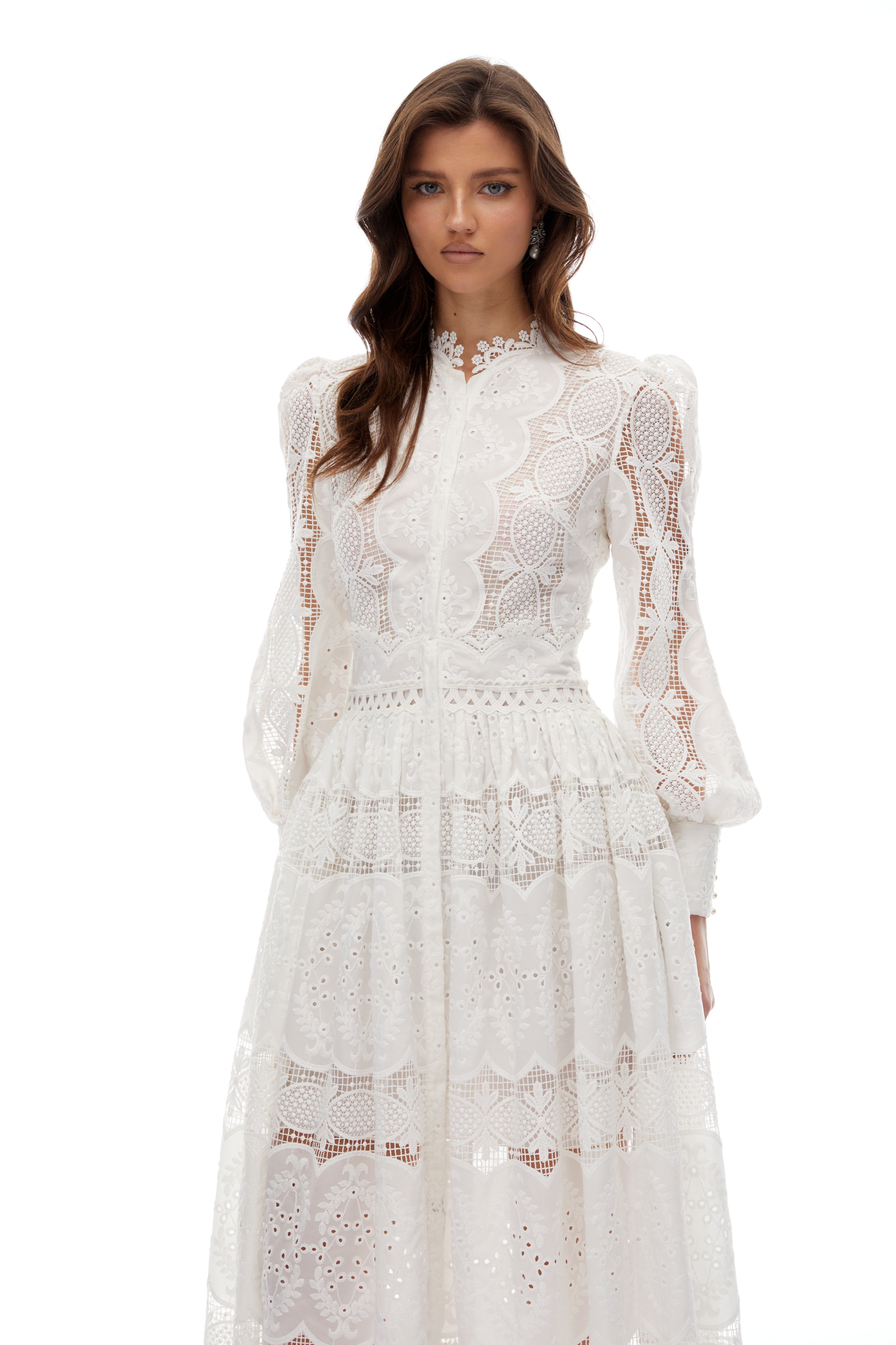 Synne White Lace Overlay Midi Dress (Final Sale-US Only)