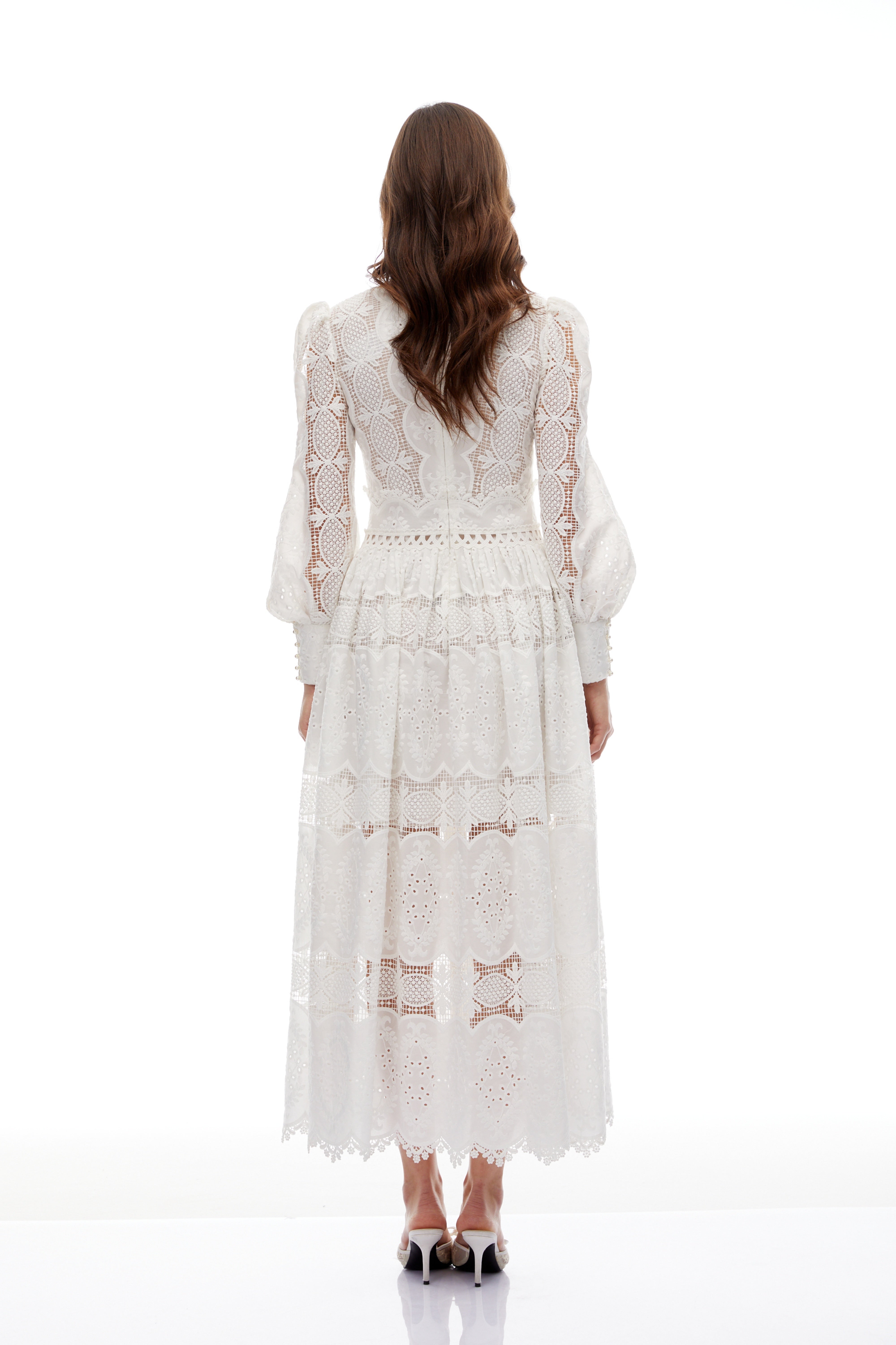 Synne White Lace Overlay Midi Dress (Final Sale-US Only)