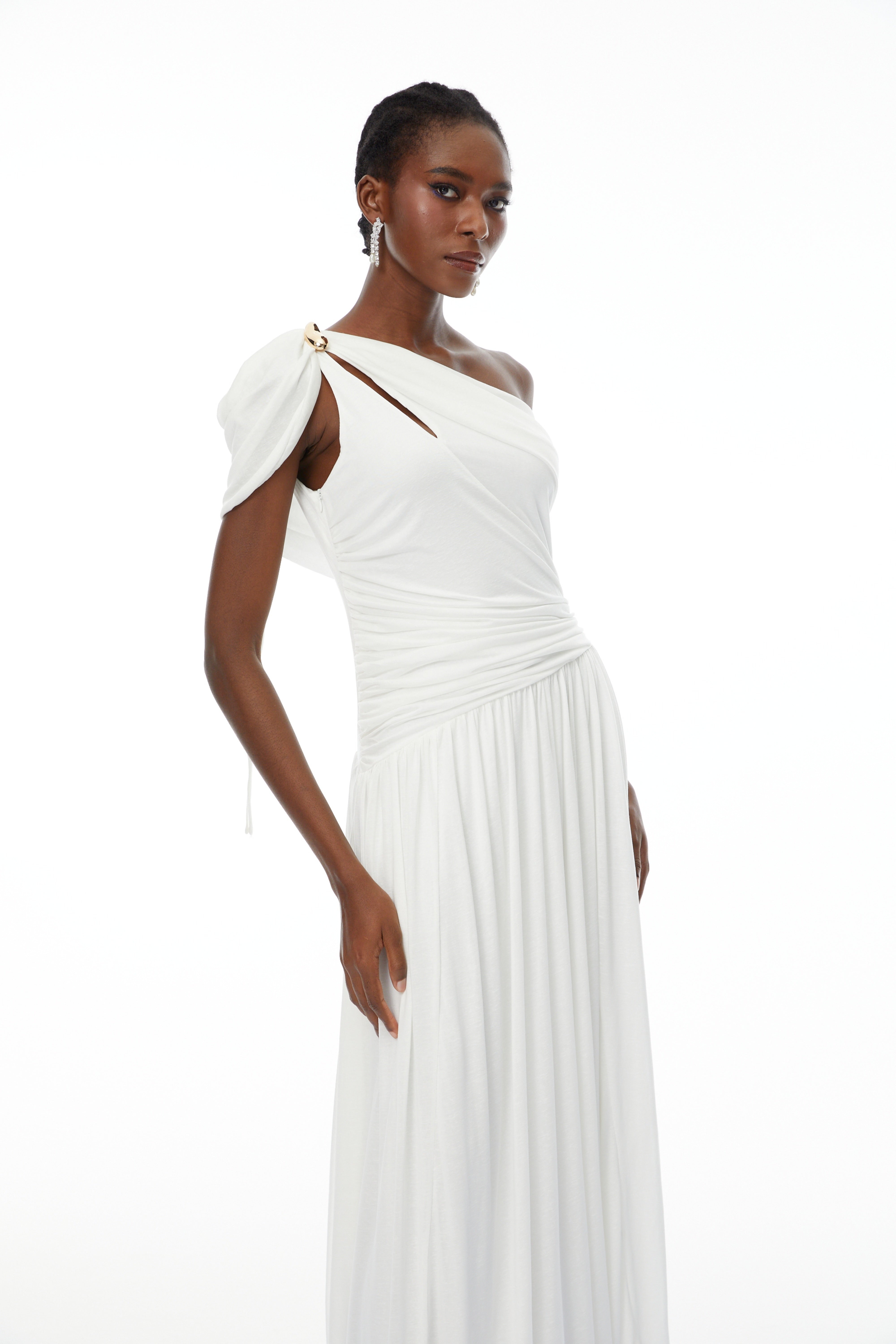 Draped One-shoulder Dress