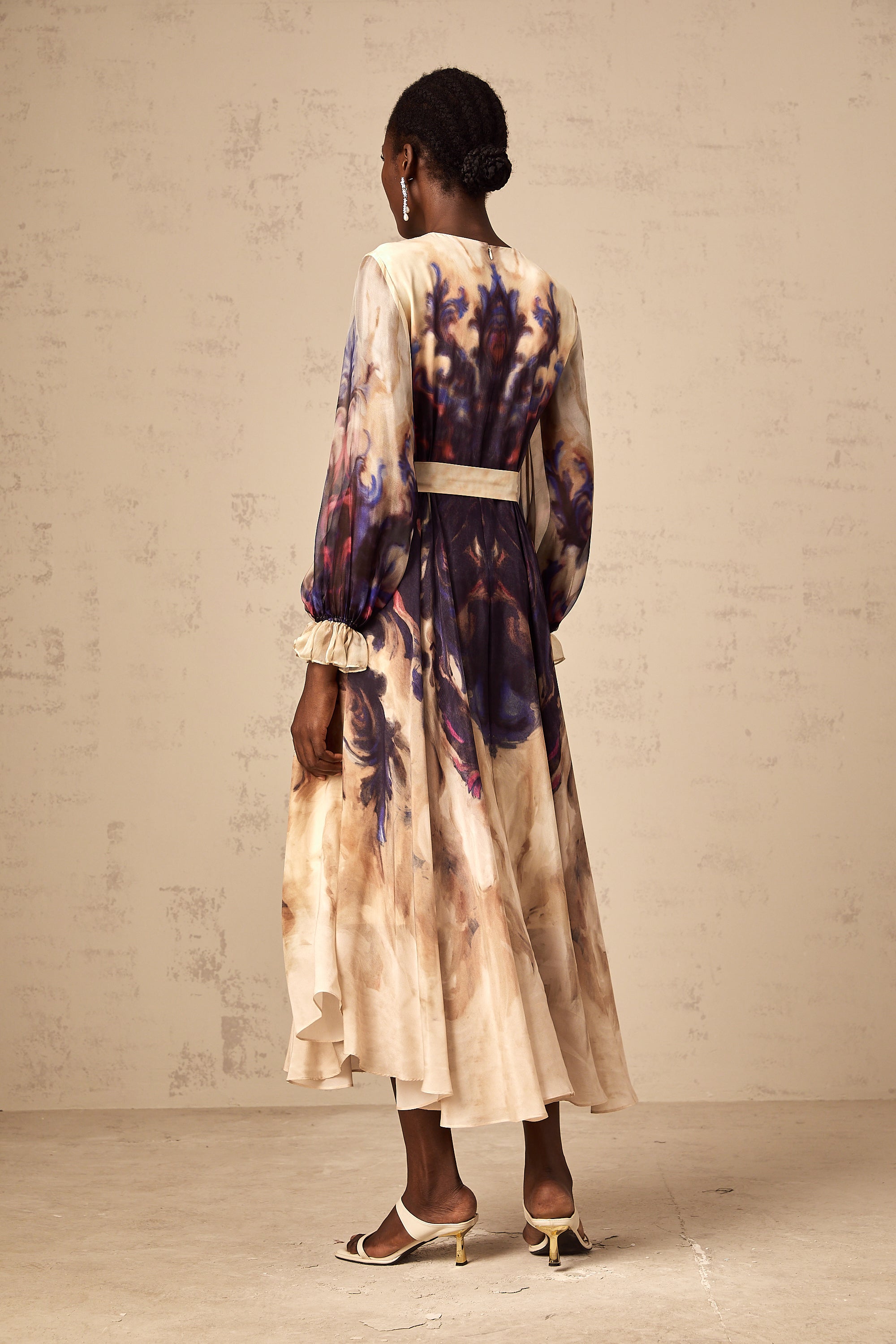 Urbaine smudged graffiti-print silk midi dress (Final Sale)