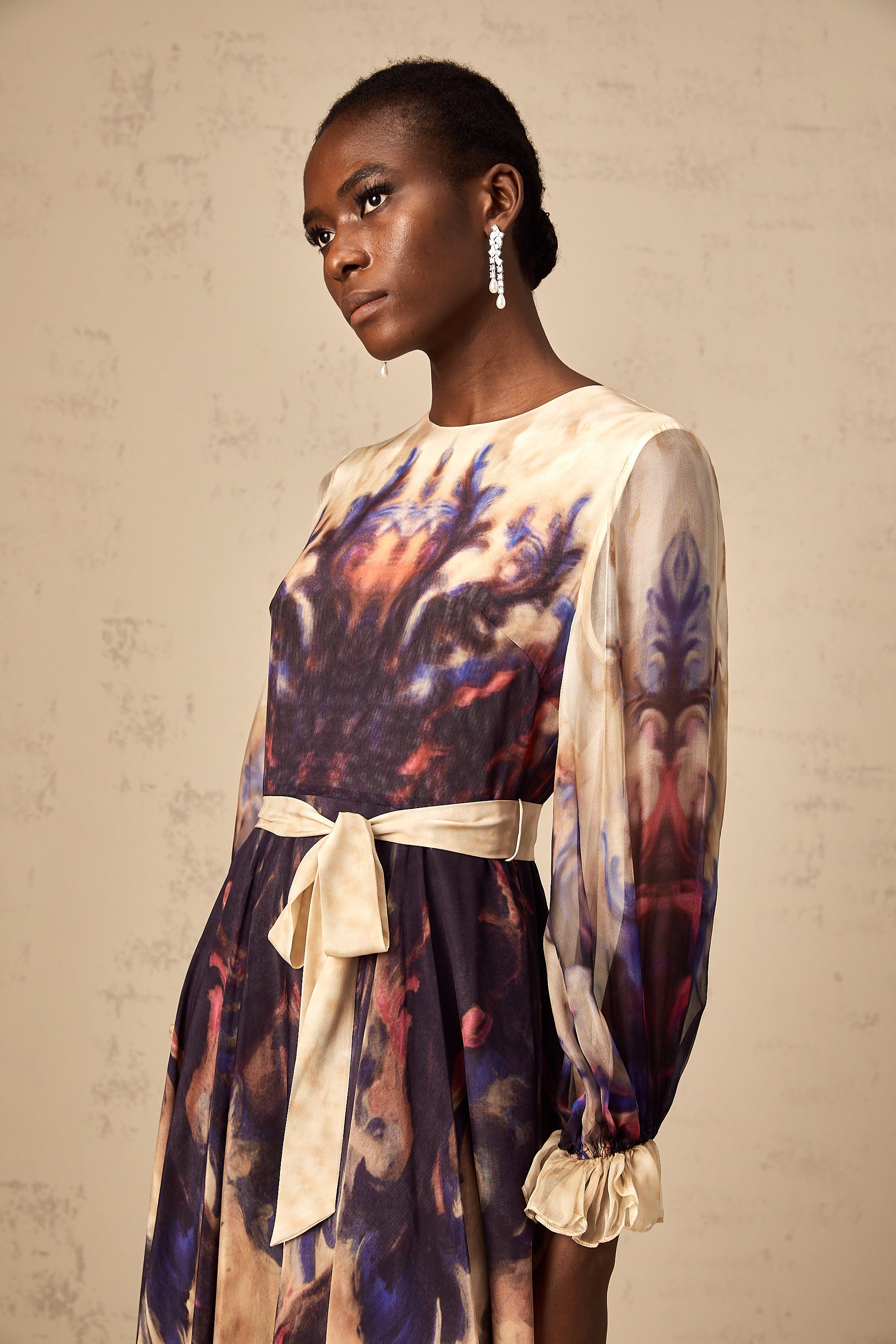 Urbaine smudged graffiti-print silk midi dress (Final Sale)