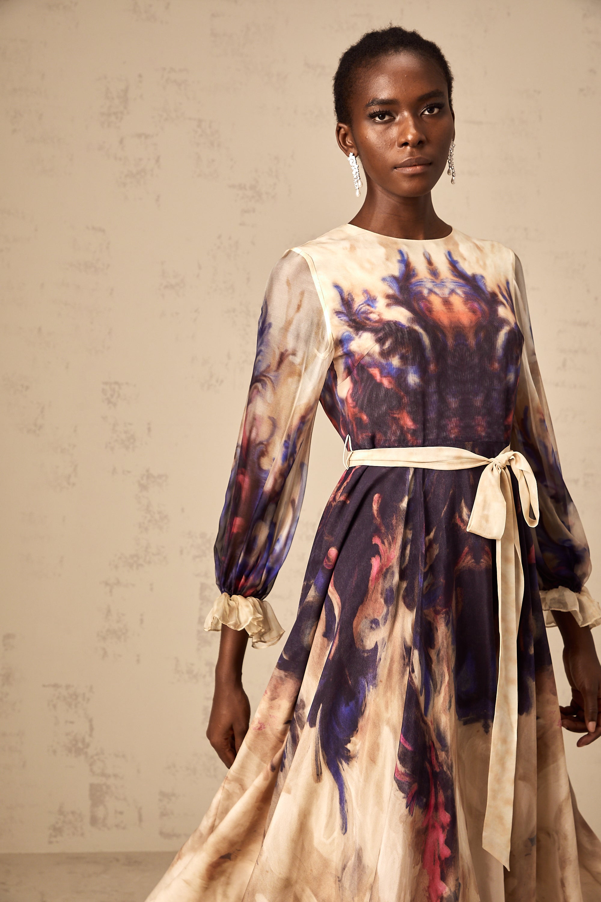 Urbaine smudged graffiti-print silk midi dress (Final Sale)